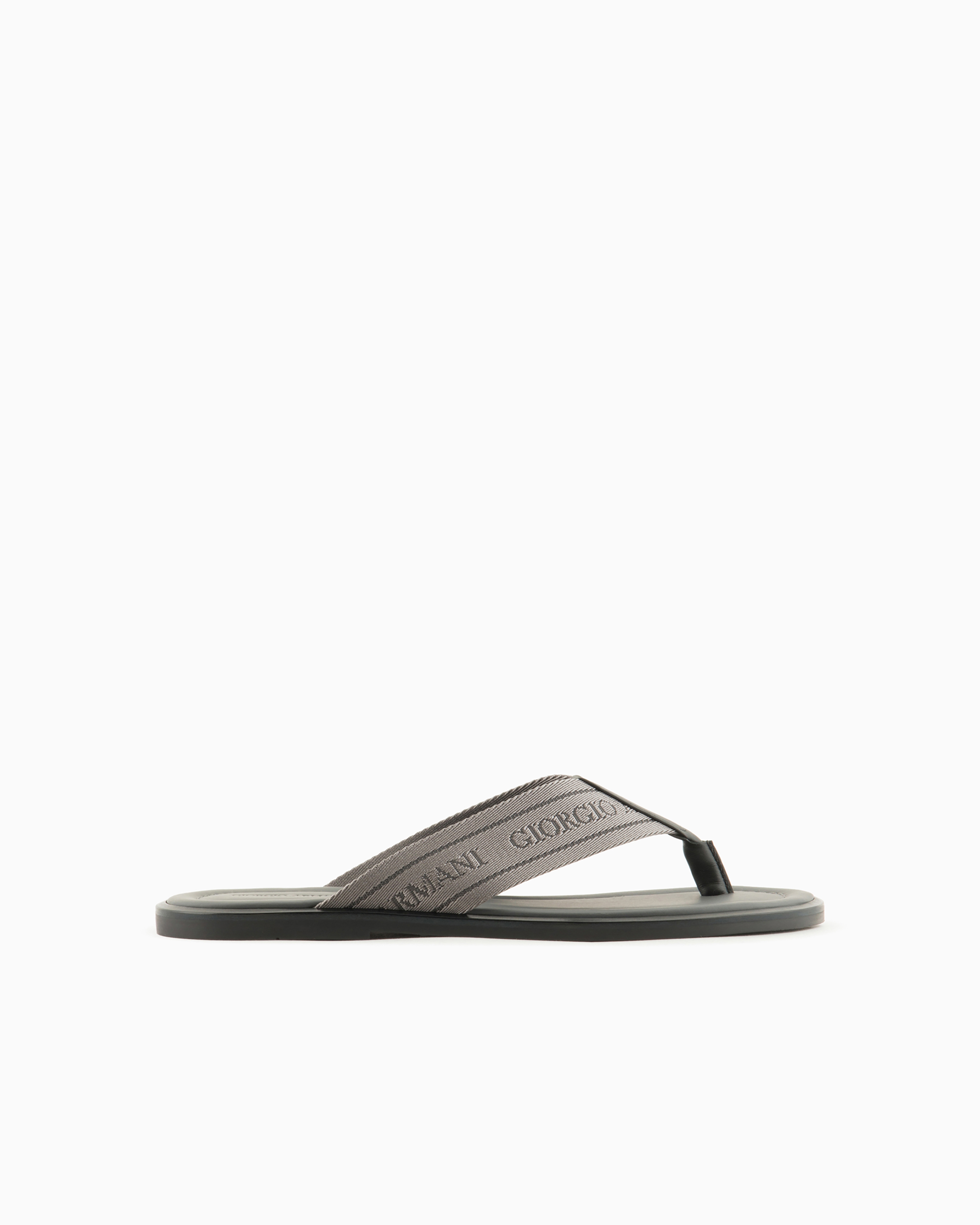 Giorgio Armani Official Store Webbing Thong Sandals In Gray