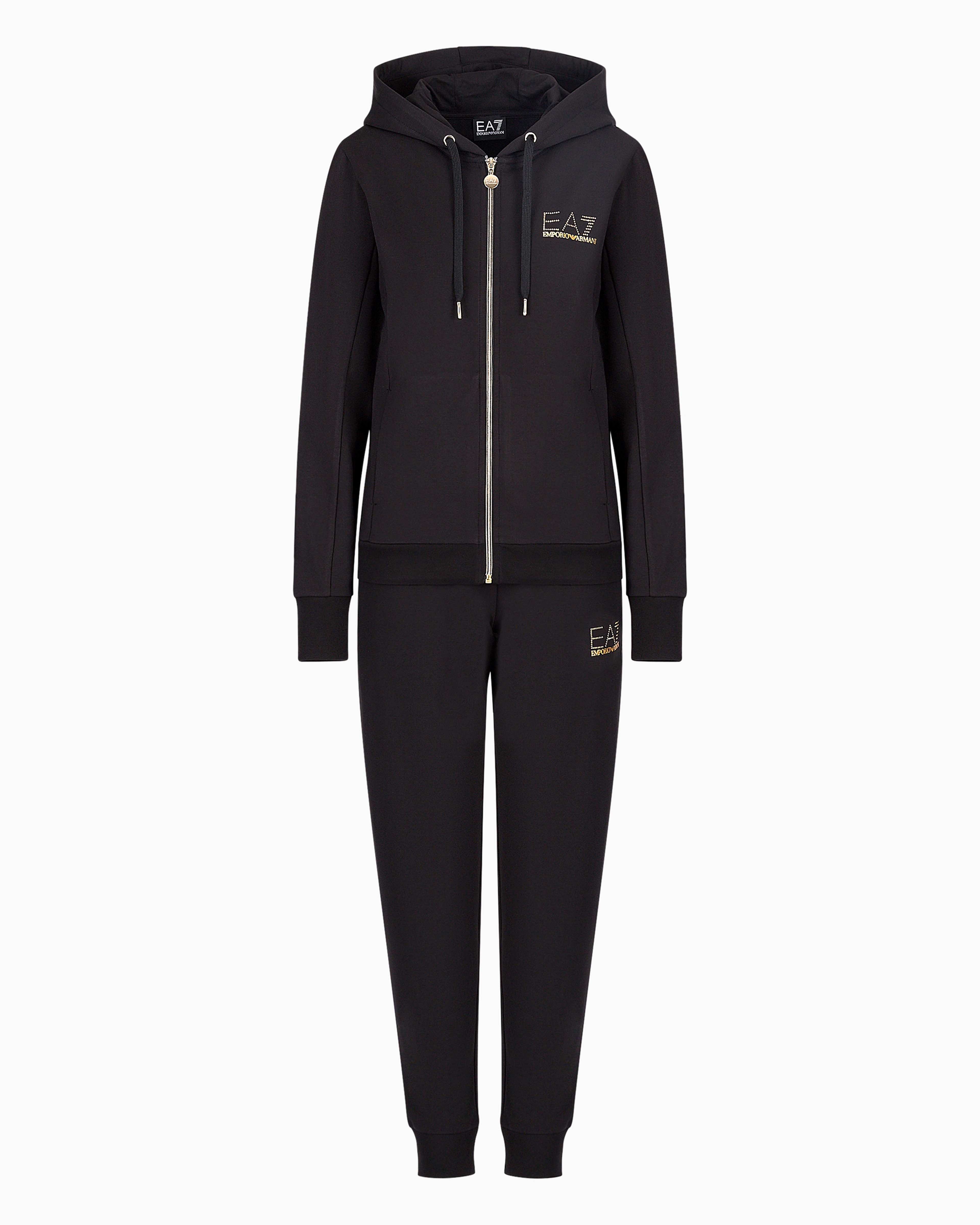 Shop Ea7 Evolution Stretch Viscose-blend Tracksuit In Black