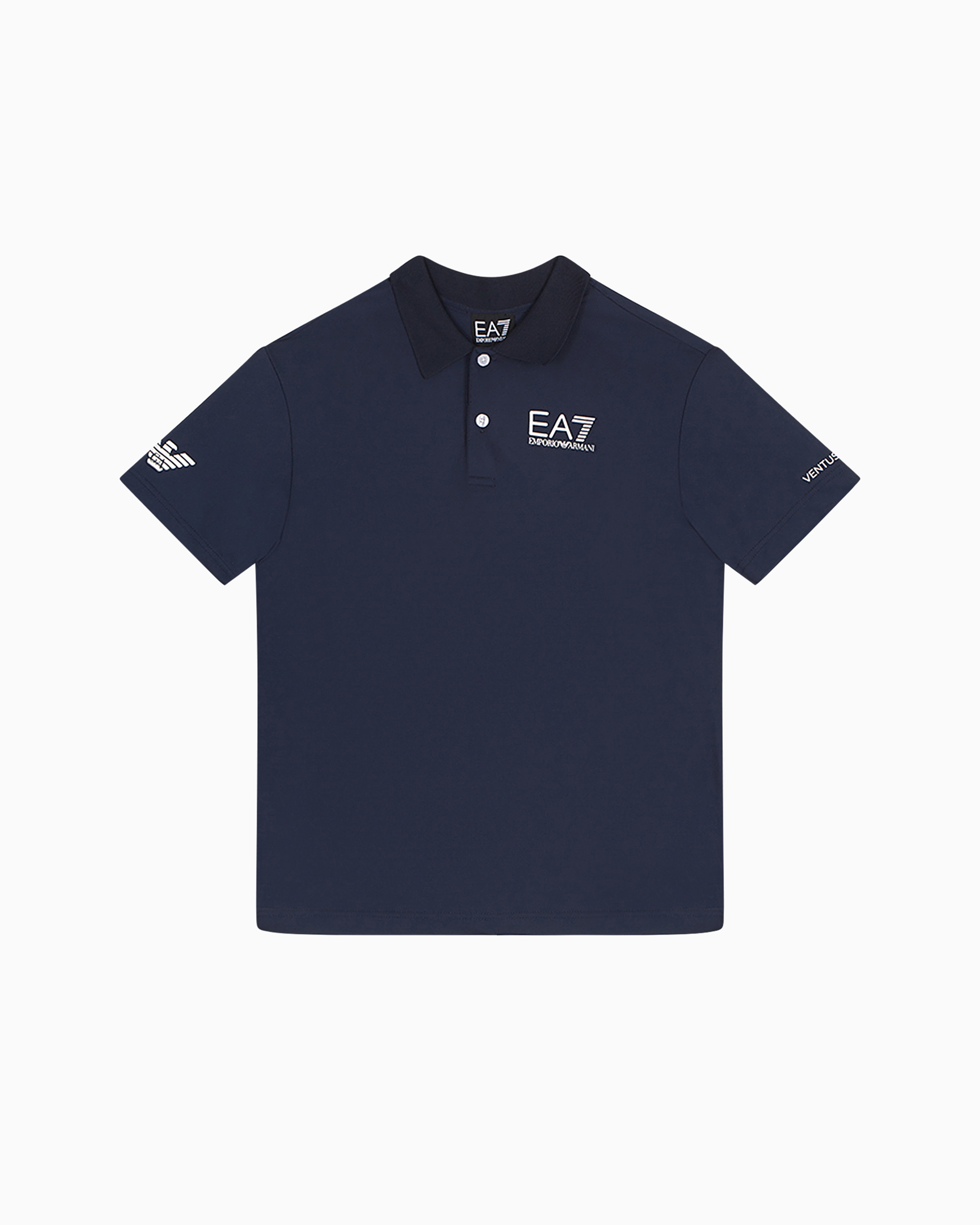 Emporio Armani Tennis Pro Boy Polo Shirt In Ventus7 Technical Fabric In Navy Blue