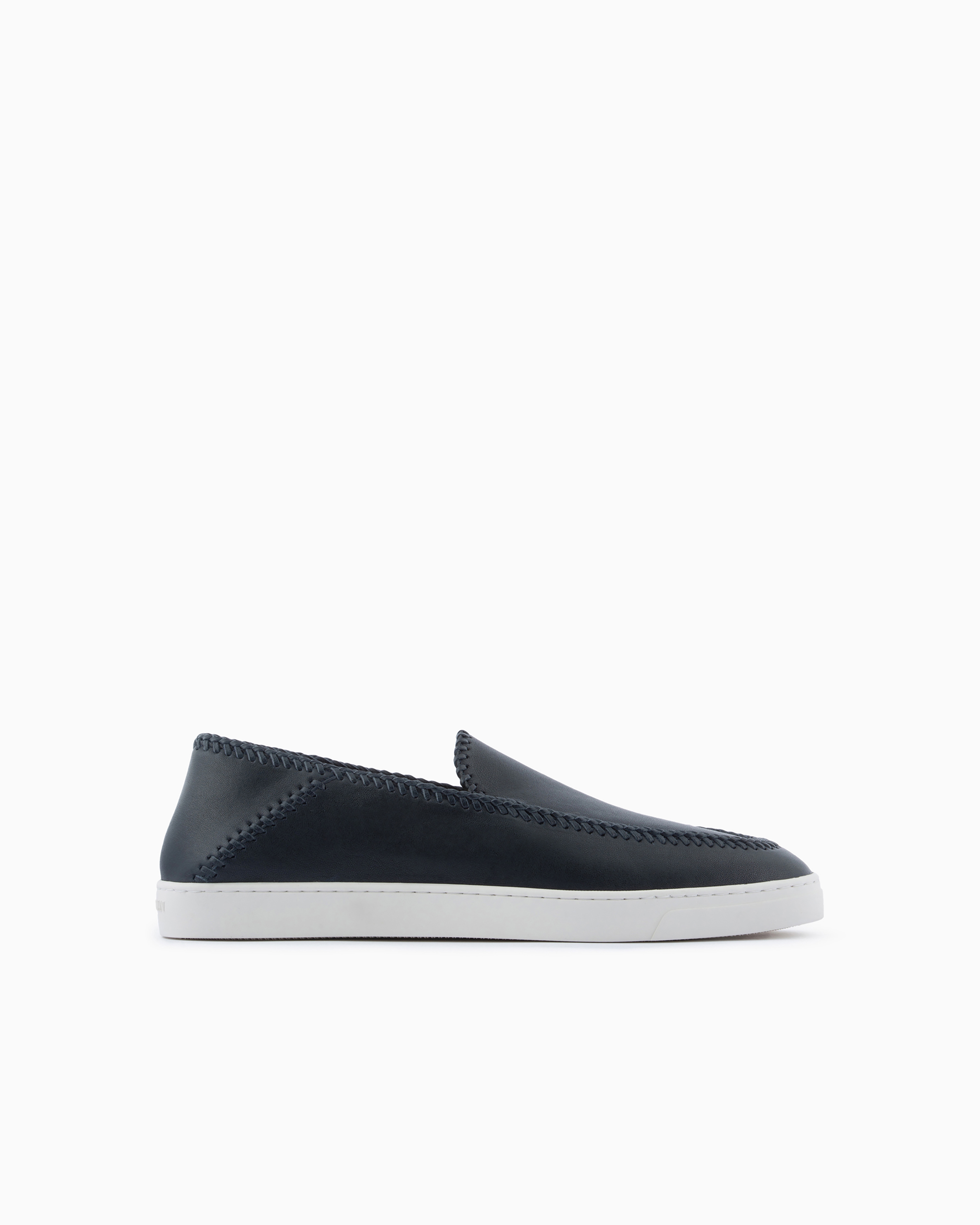 Giorgio Armani Official Store Galleria 3 Nappa-leather Slip-ons In Blue