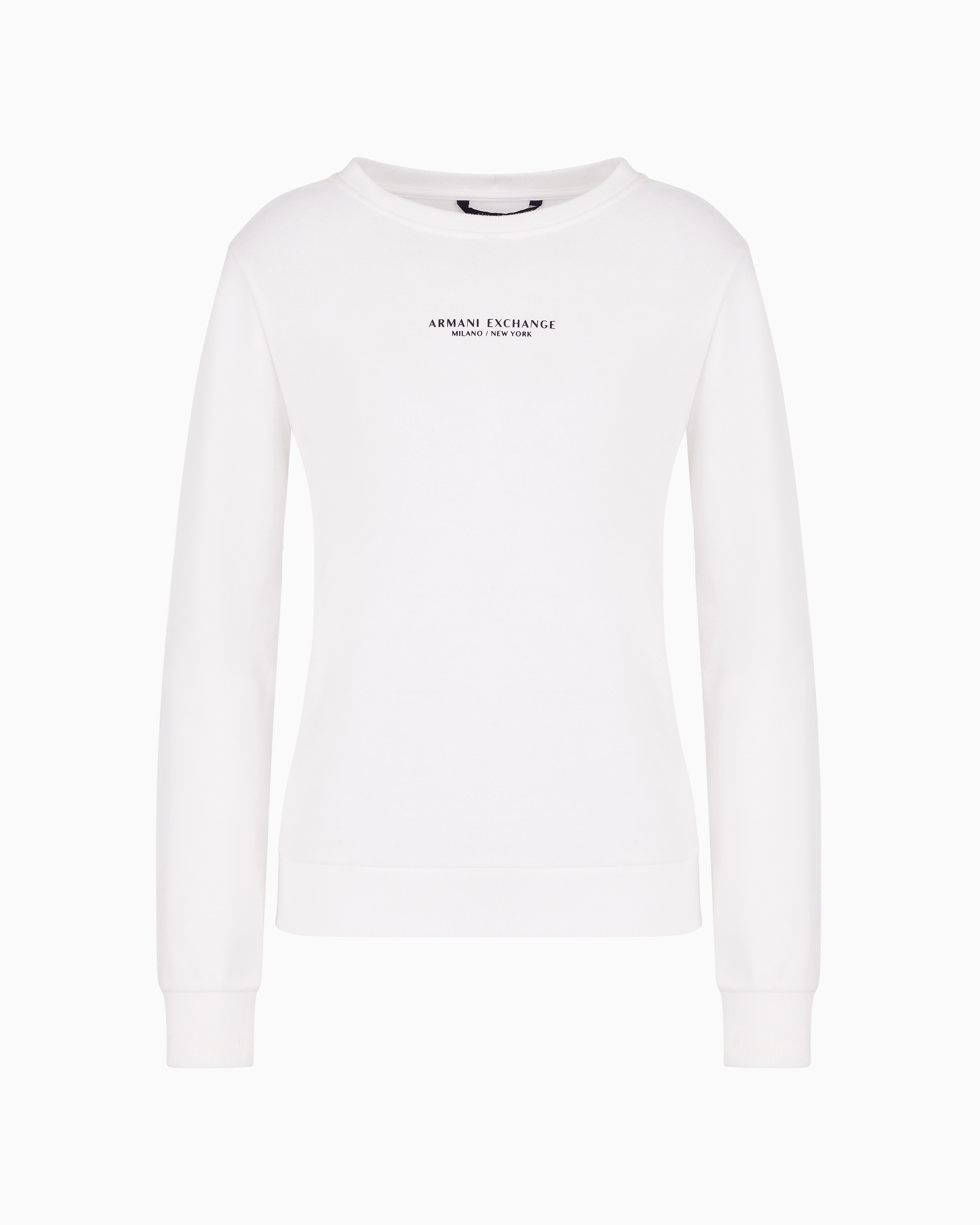 Shop Armani Exchange Crewneck Sweatshirt In French Terry Milano/new York In White