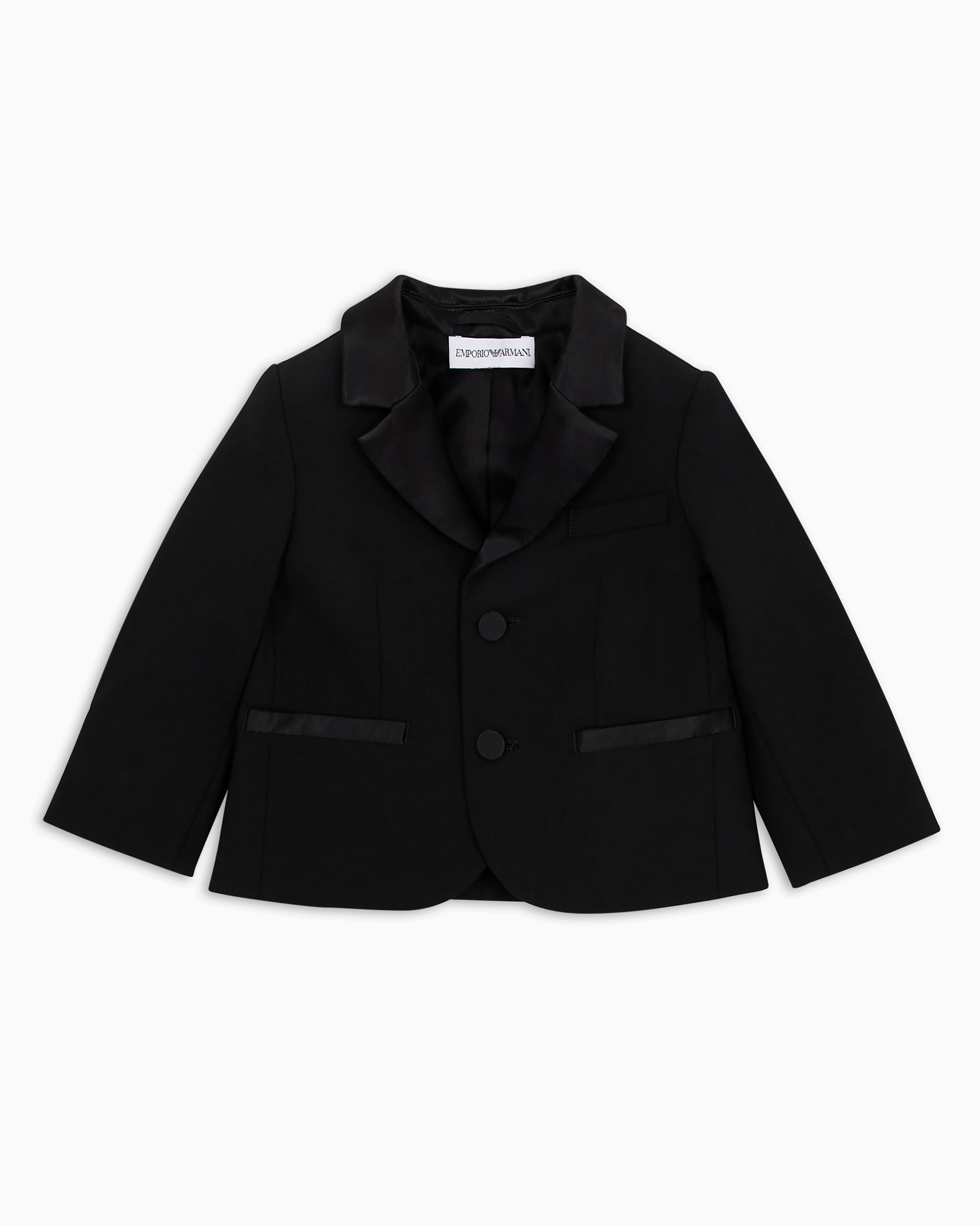 Emporio Armani Single-breasted Wool Jacket With Satin Lapels In Black