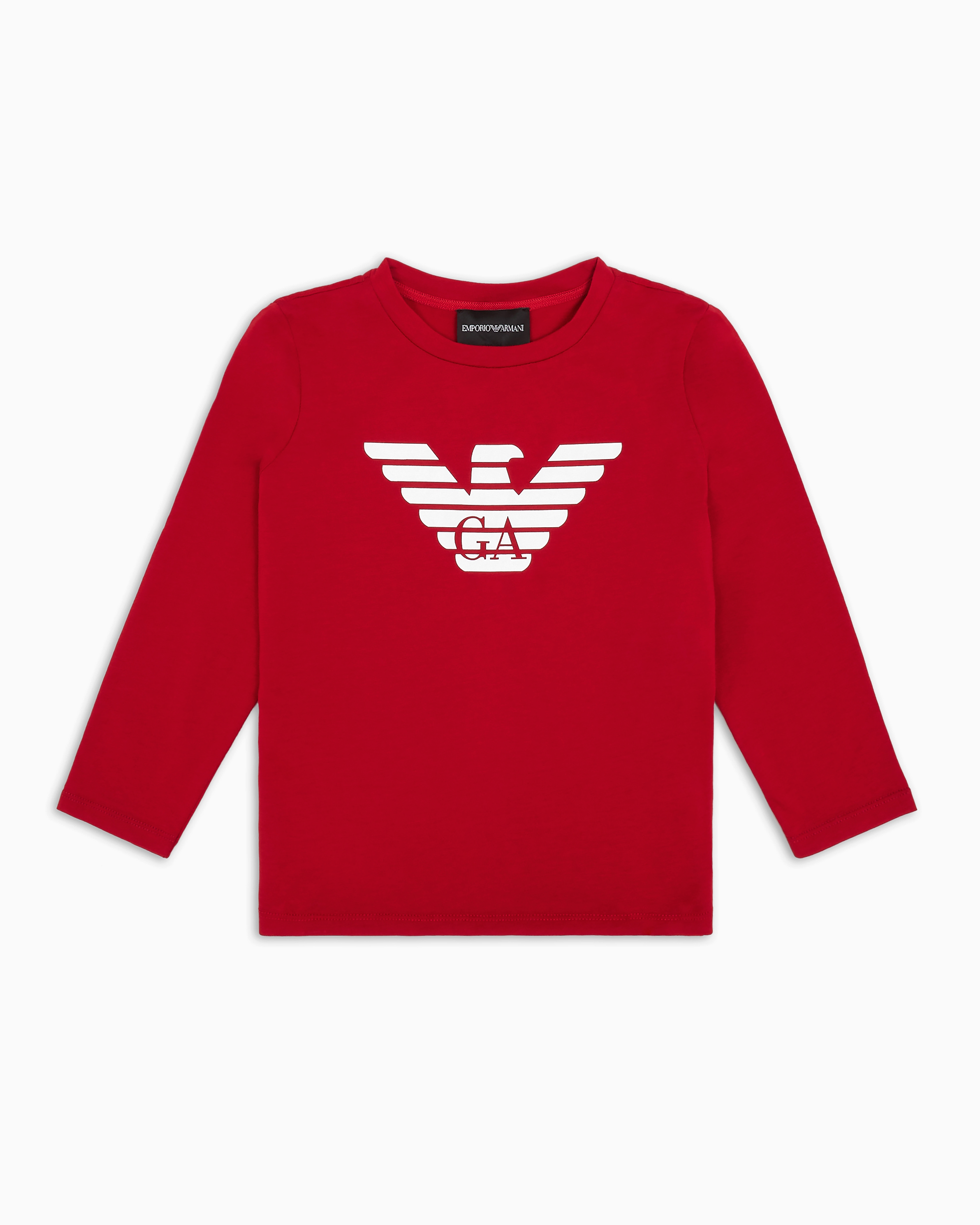 Emporio Armani Pima-jersey Jumper With Logo In Red Logo