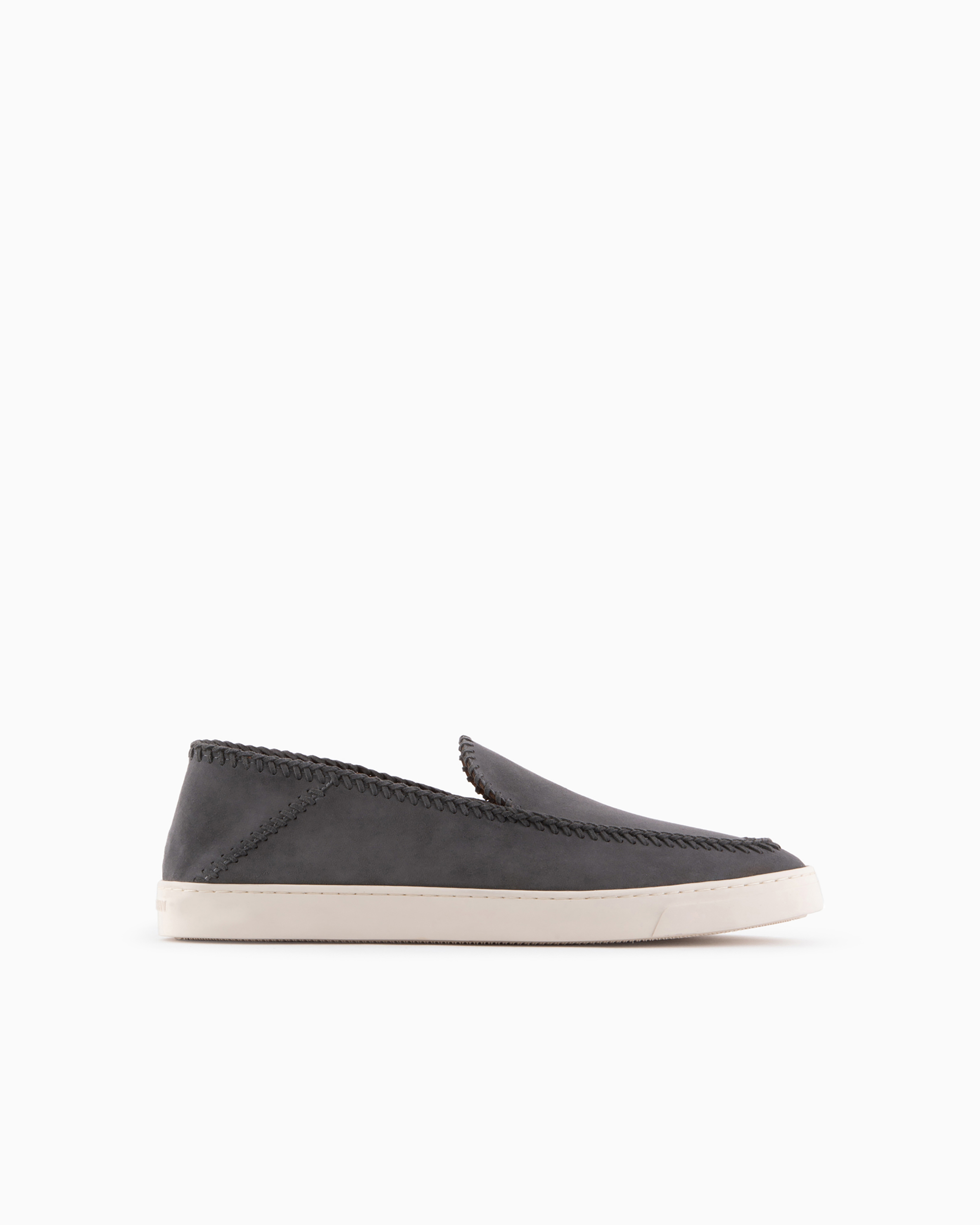 Giorgio Armani Official Store Galleria 3 Suede Slip-ons In Gray