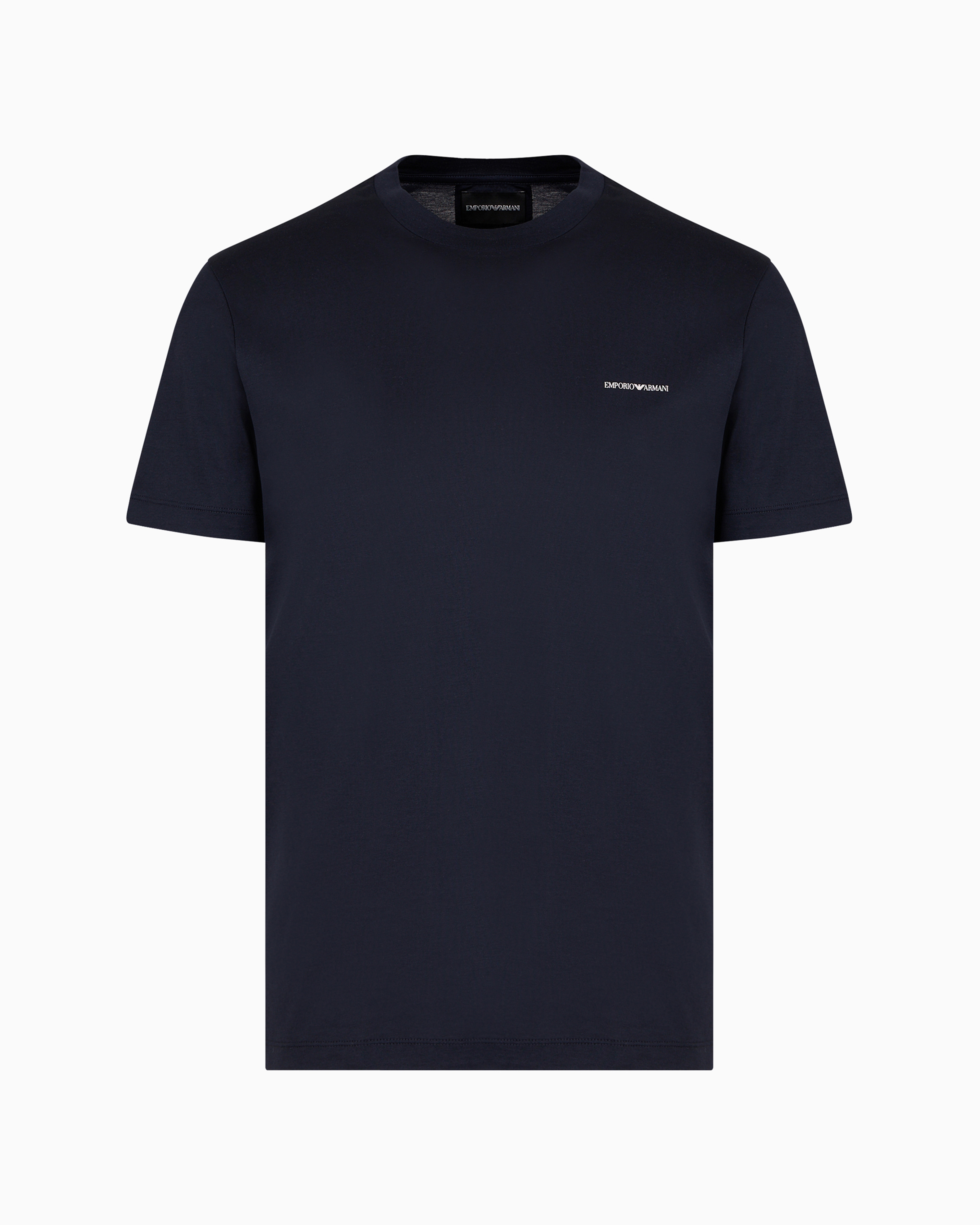 Emporio Armani Official Store Lyocell-blend Jersey T-shirt With Asv Micro Logo Lettering In Navy Blue