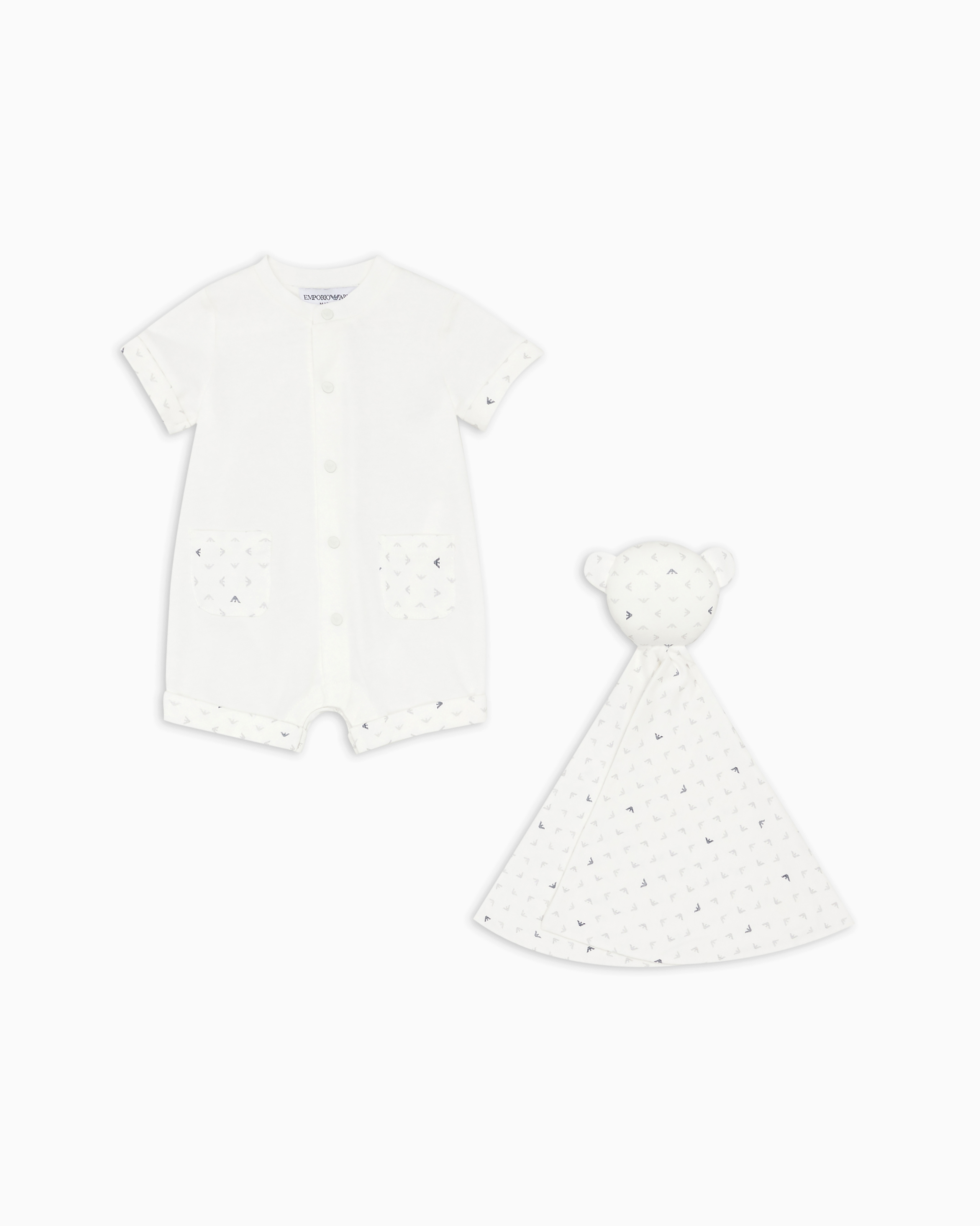 Emporio Armani Babies' Romper And Security Blanket Gift Set In White