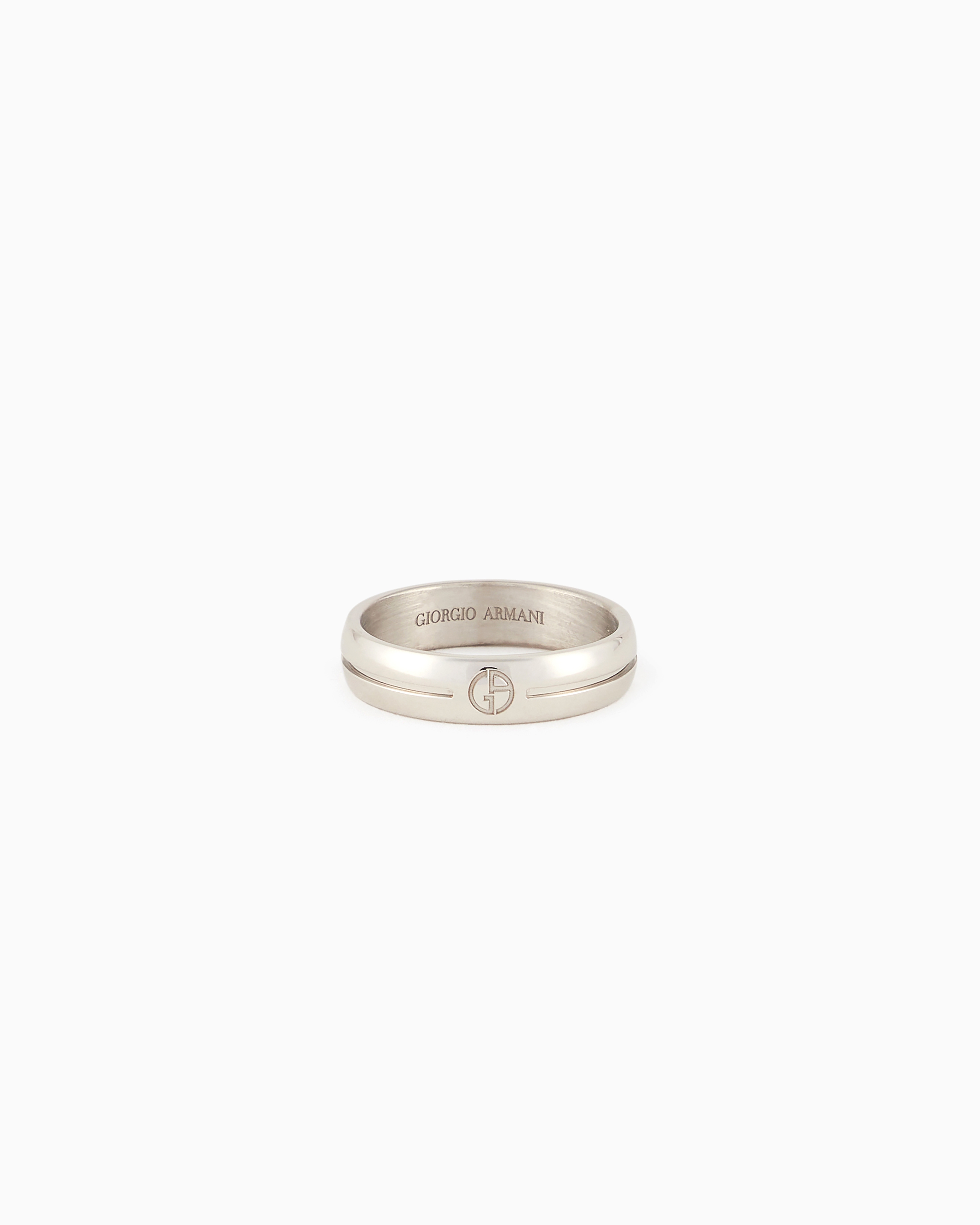 Shop Giorgio Armani 925 Sterling Silver Ring With Embossed Logo