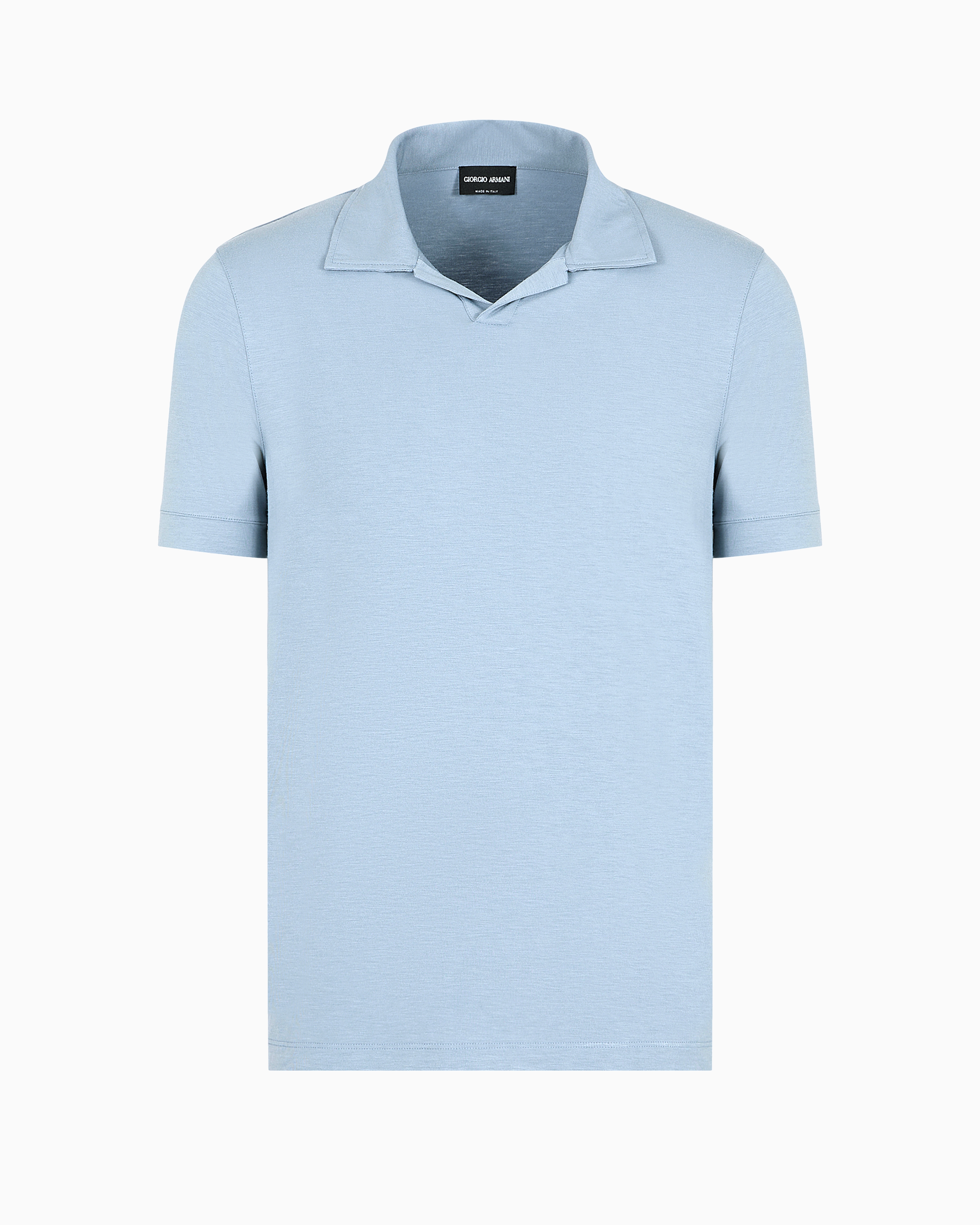 Giorgio Armani Official Store Stretch Bamboo-viscose Jersey Polo Shirt In Blue