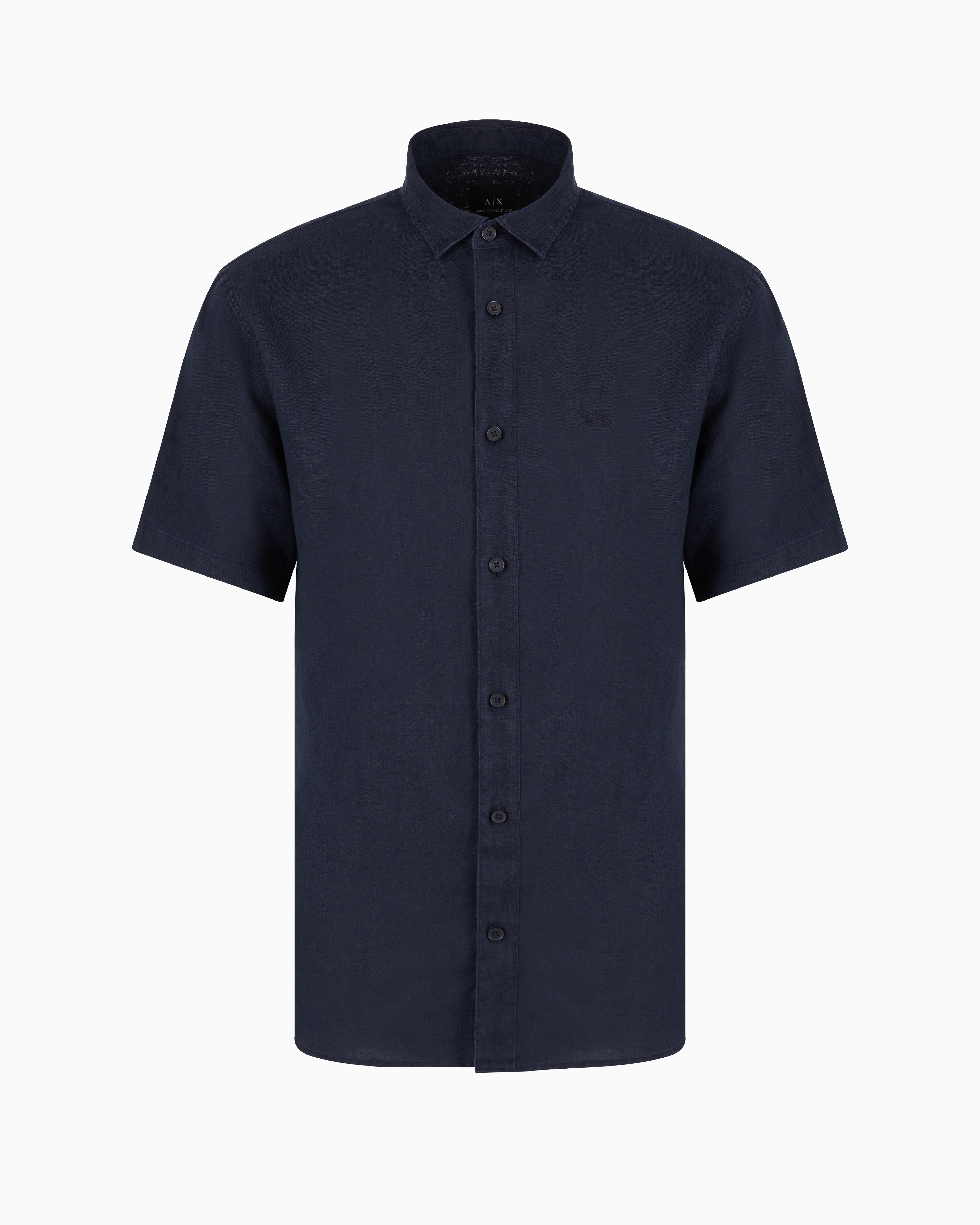 Armani Exchange Regular Fit Cotton Shirt In Navy Blue
