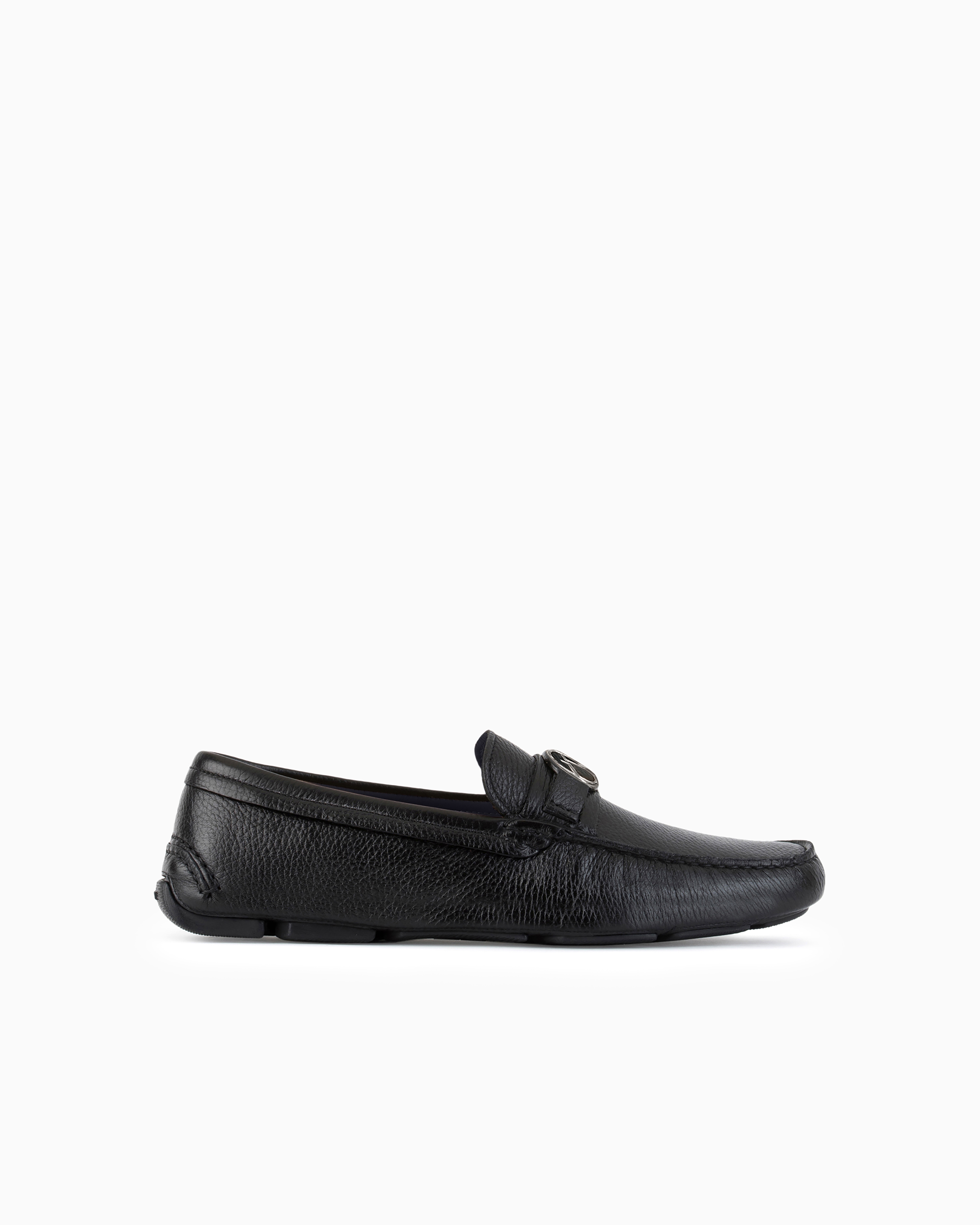 Giorgio Armani Official Store Deerskin Loafers In Black