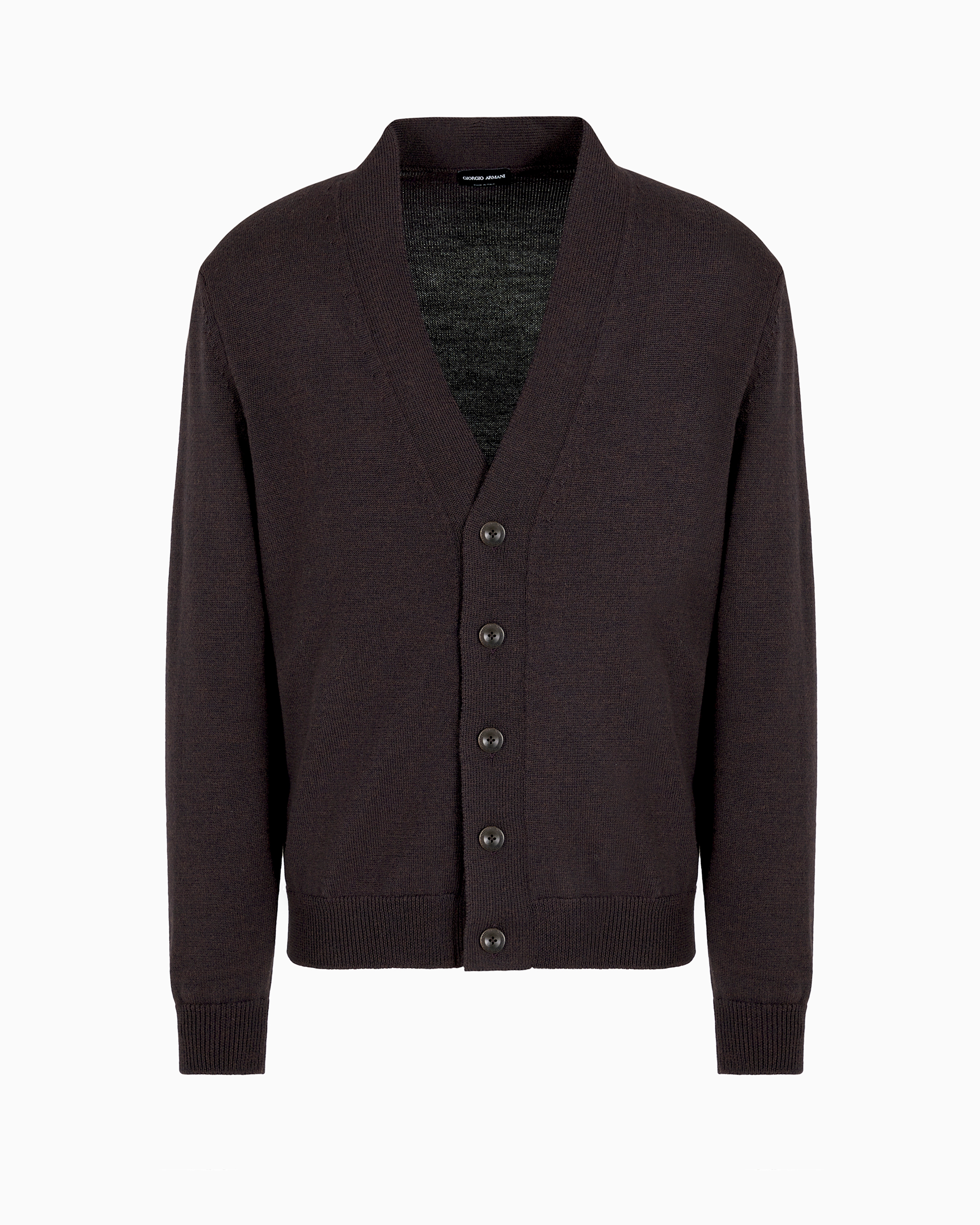 Giorgio Armani Virgin-wool Cardigan With Buttons In Black