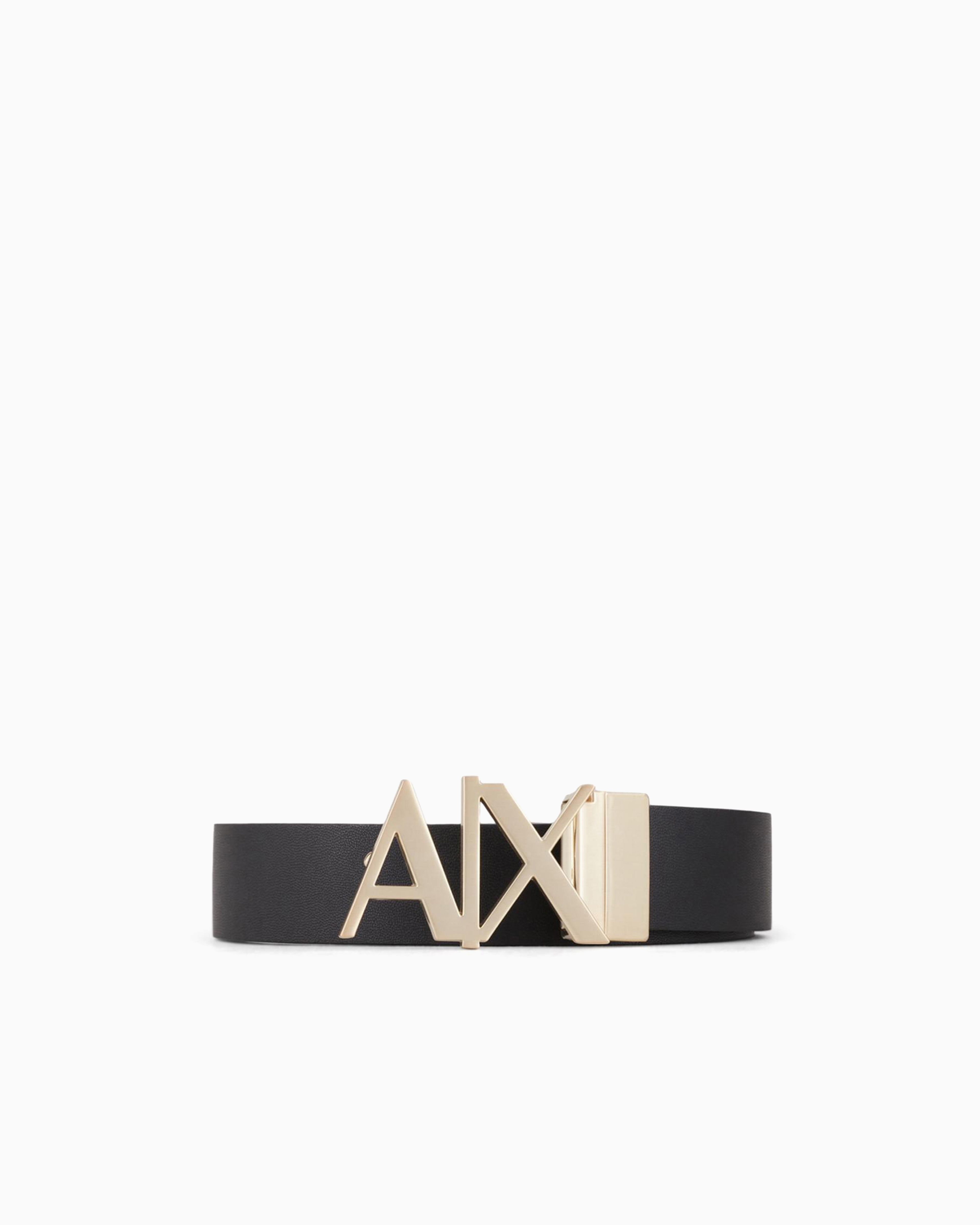 Armani Exchange Logo-buckle Leather Belt In Two-tone
