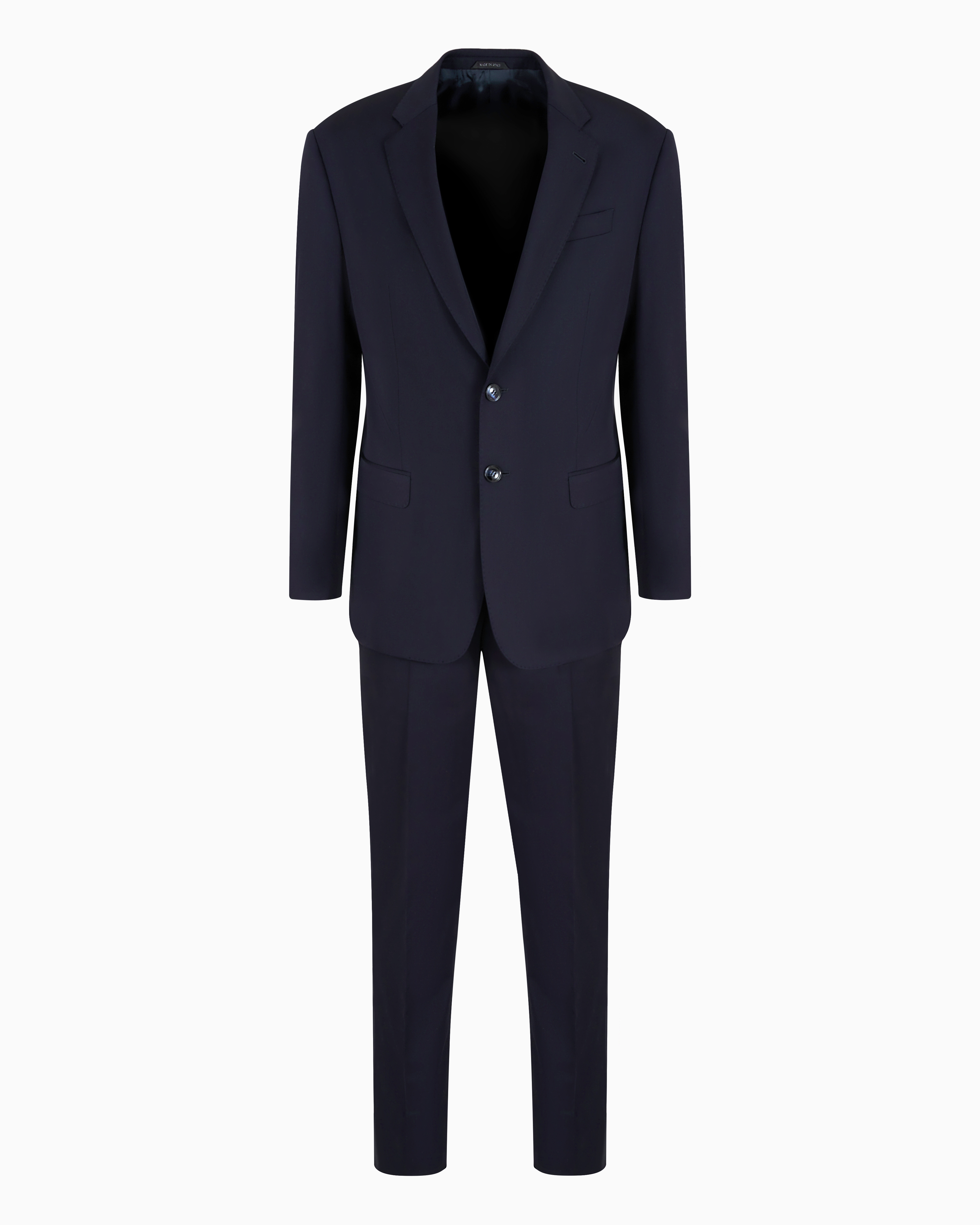 Giorgio Armani Official Store Single-breasted Soft Line Suit In Virgin Wool In Blue