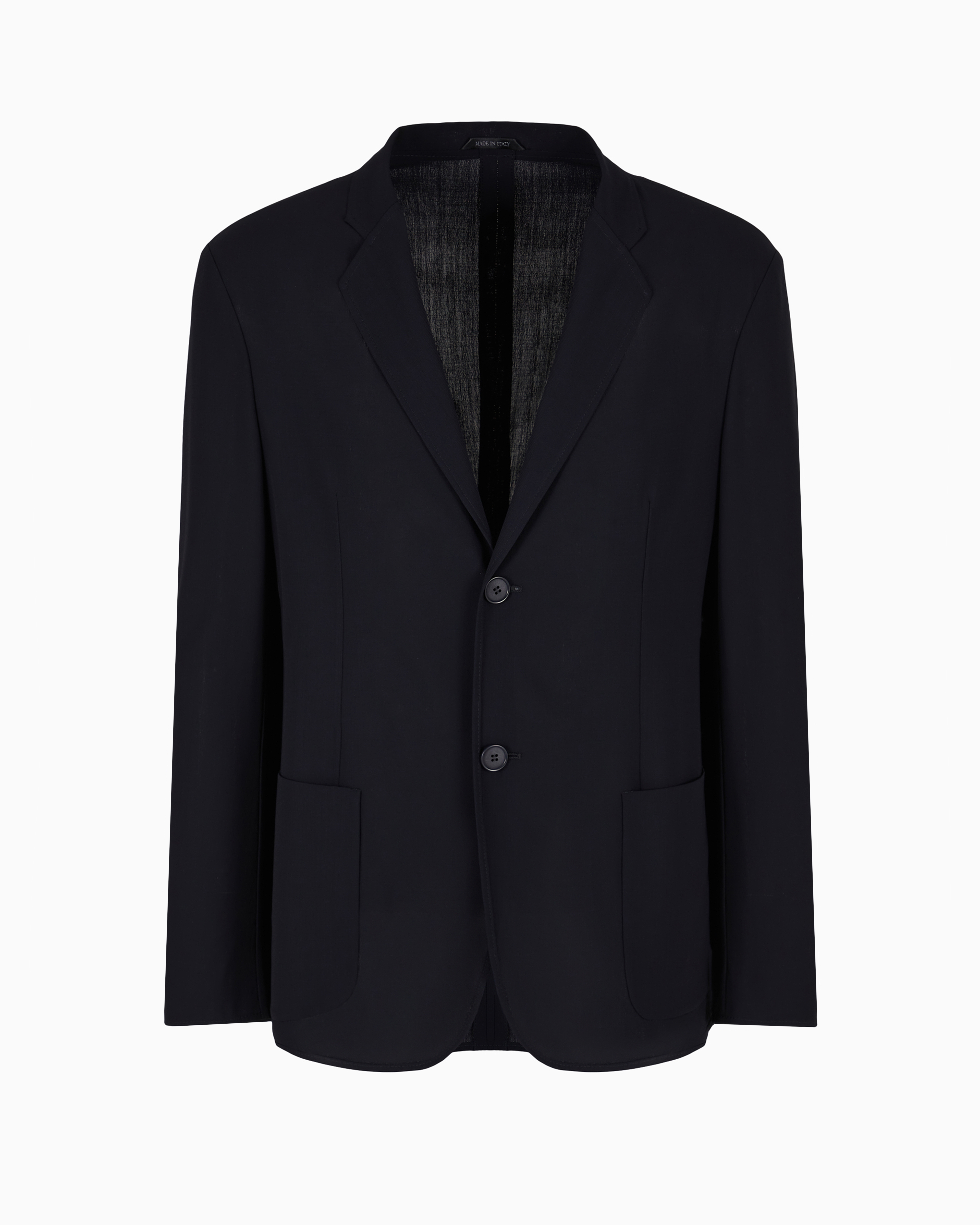 Giorgio Armani Single-breasted, Virgin-wool Jacket In Blue