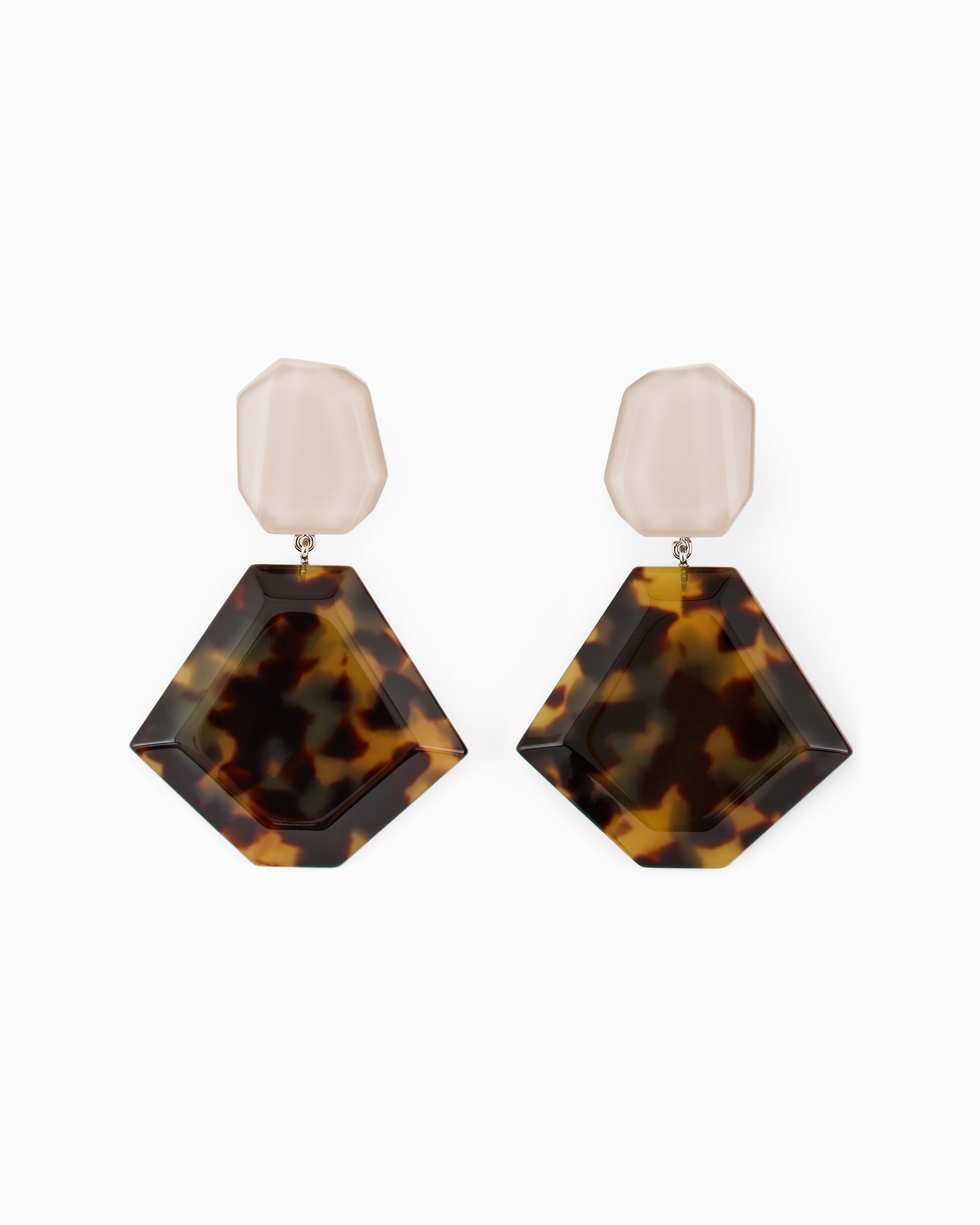 Emporio Armani Official Store Oversize Faceted Pendant Earrings In Multi