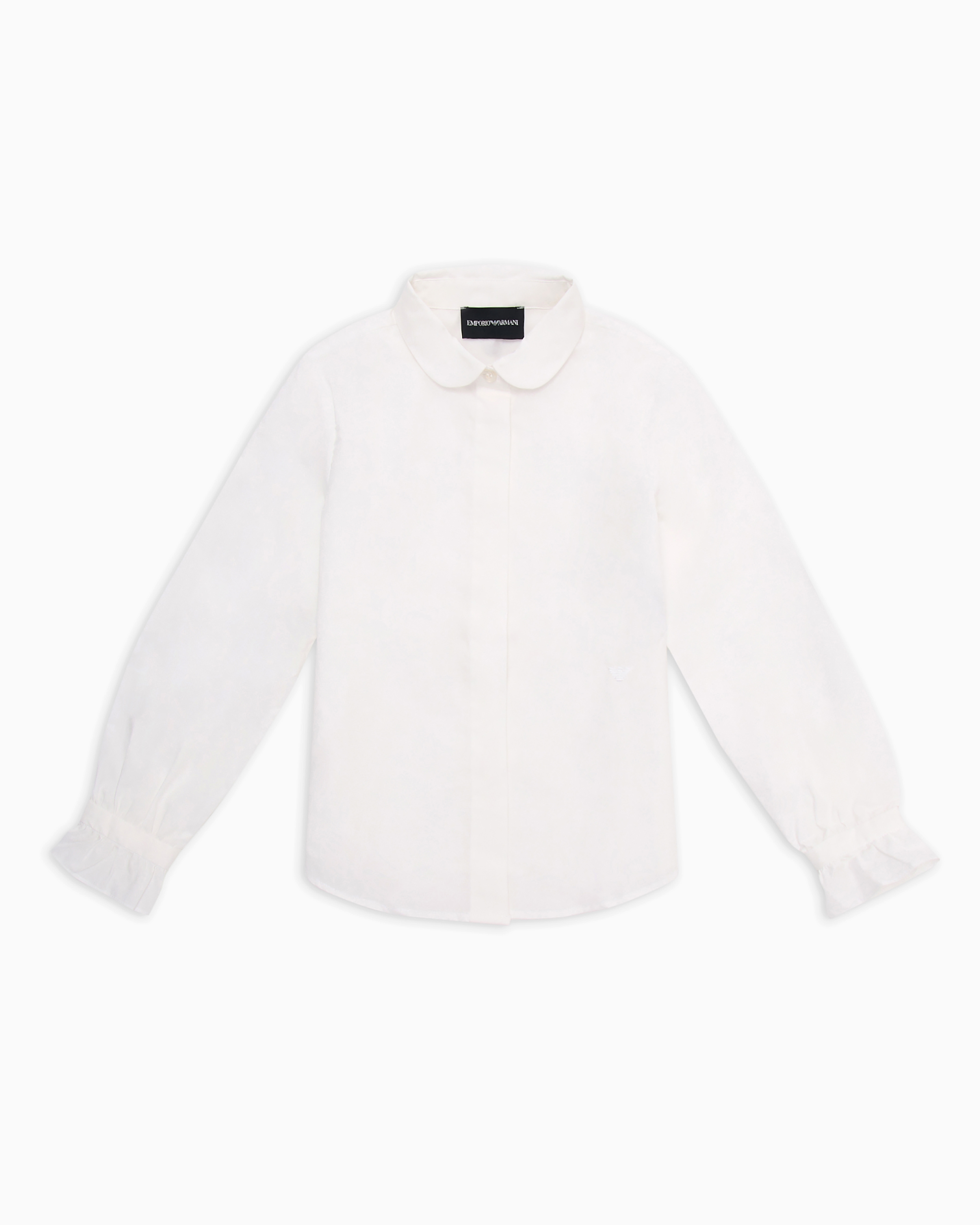 Emporio Armani Official Store Poplin Shirt With Peter Pan Collar In White