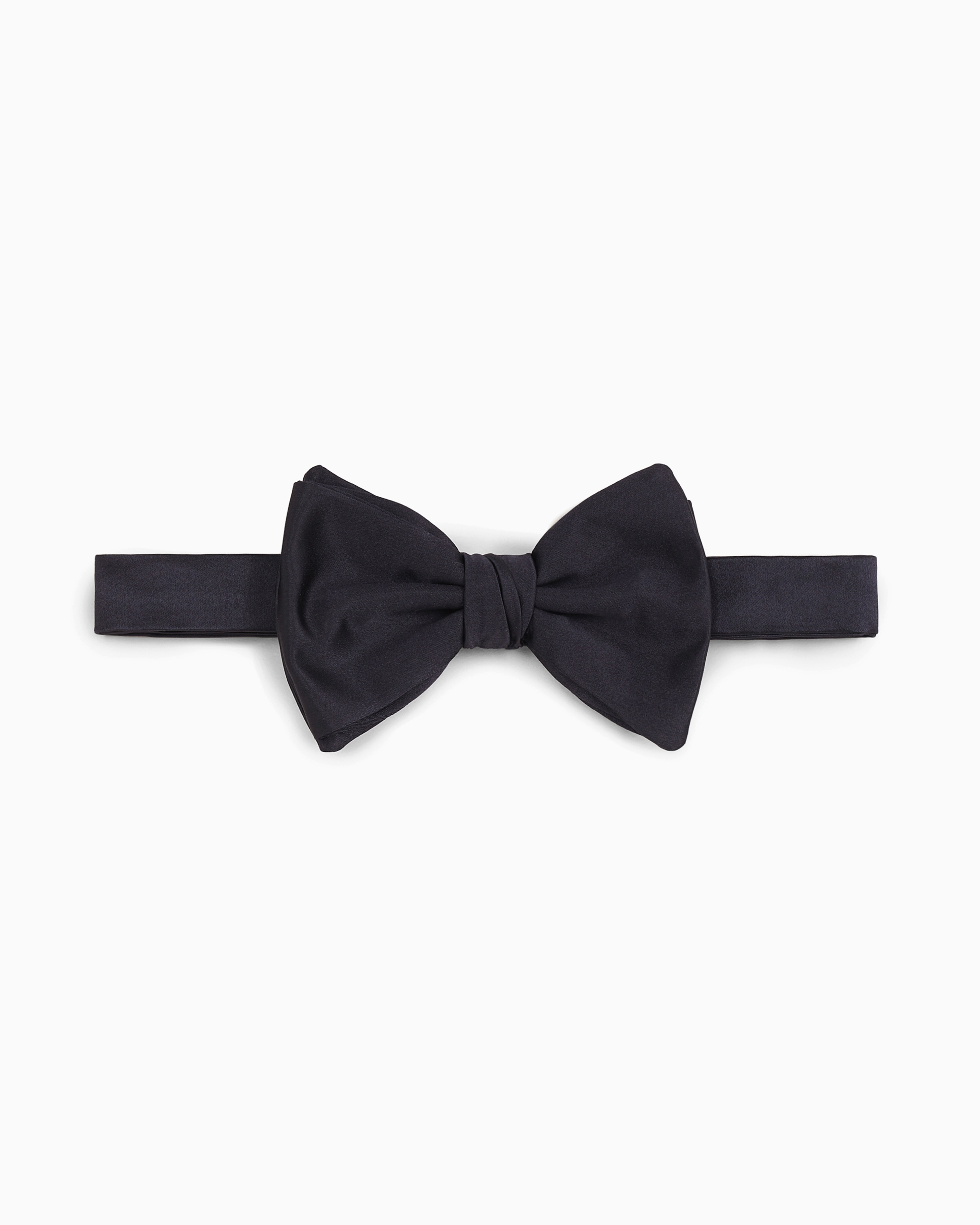 Emporio Armani Knotted Bow Tie In Micro-textured Pure Silk In Black