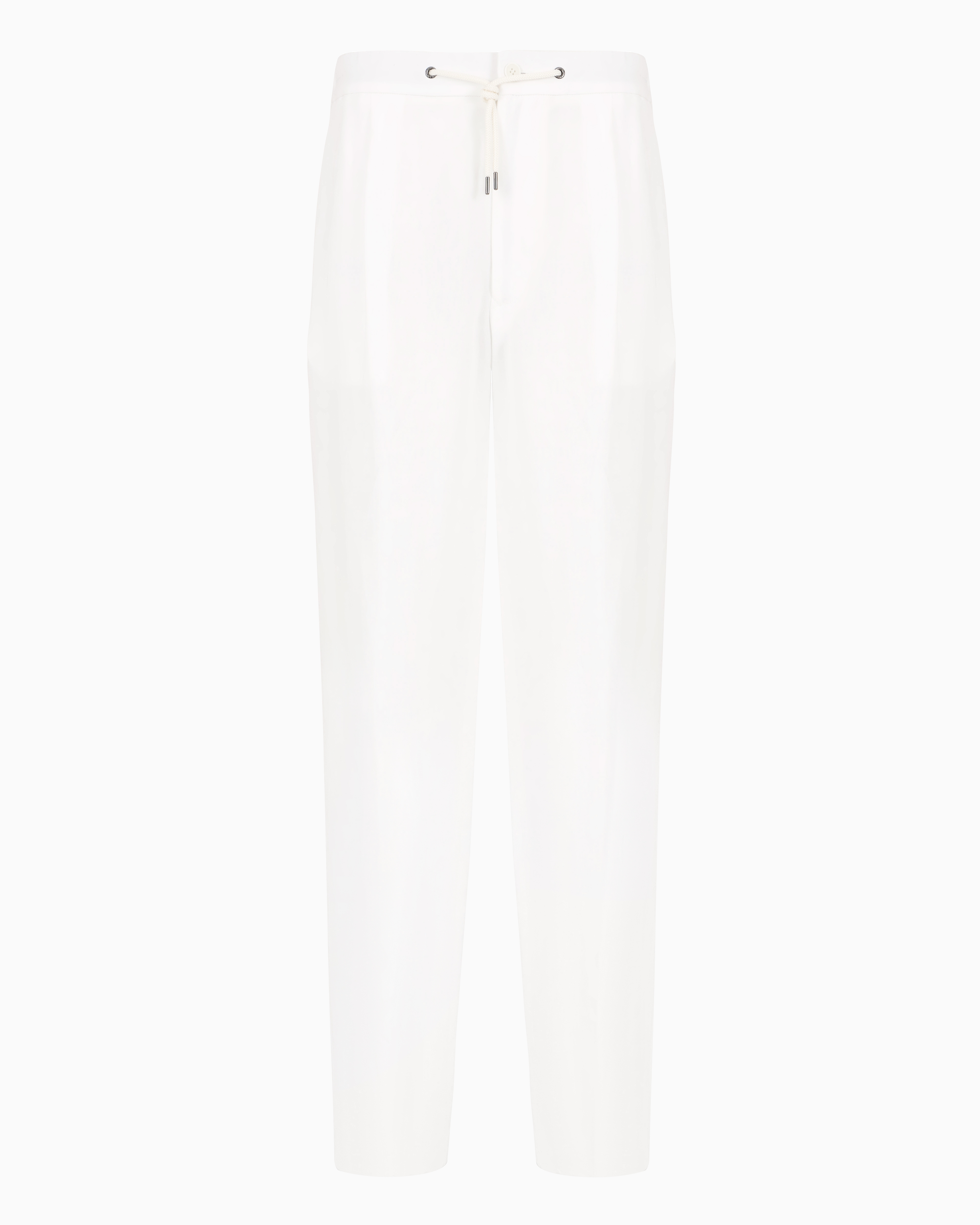 Giorgio Armani Single-dart, Pure Linen Canvas Trousers In White