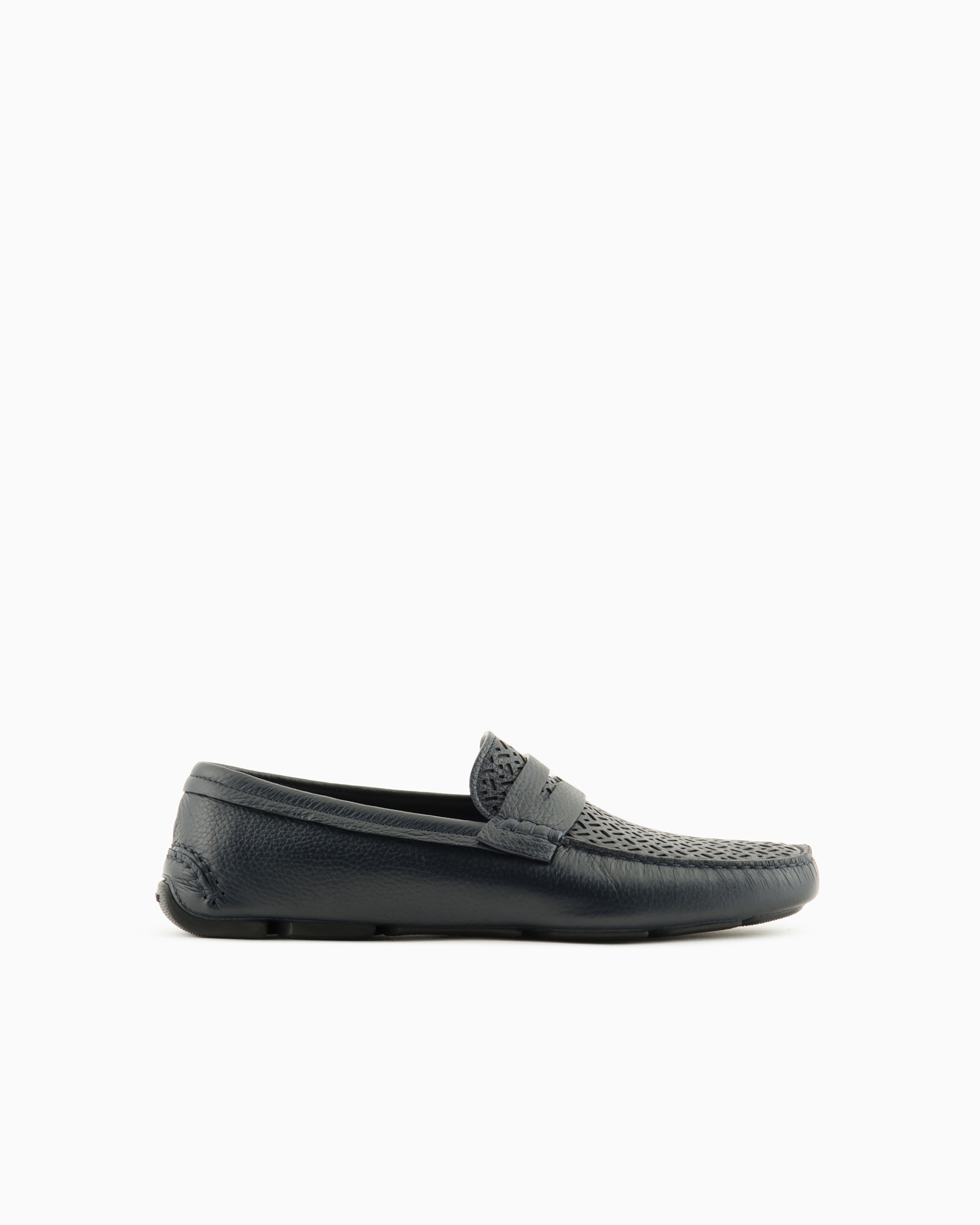 Giorgio Armani Official Store Deerskin And Nappa-leather Loafers In Blue