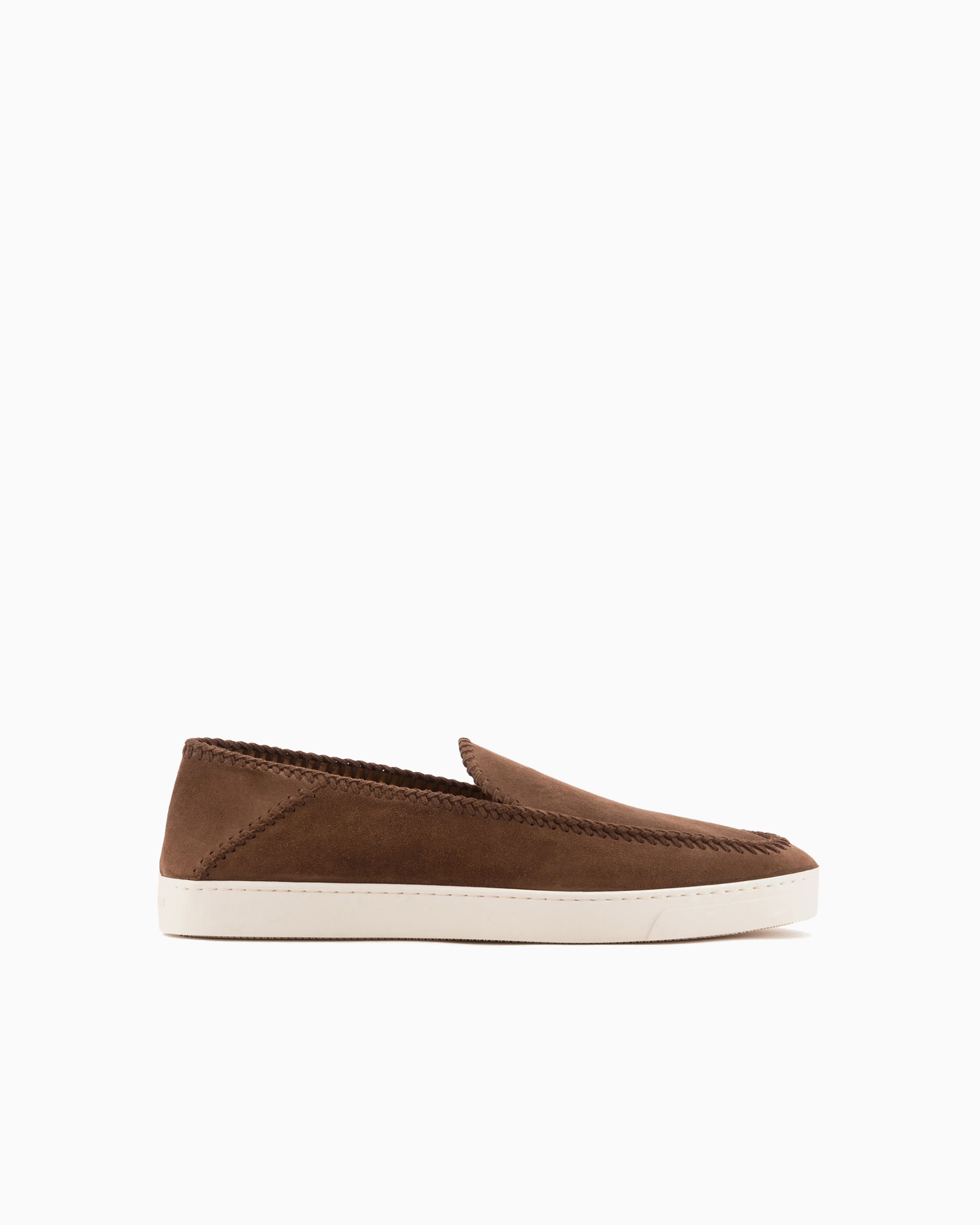 Giorgio Armani Official Store Galleria 3 Slip-on Aus Veloursleder In Black