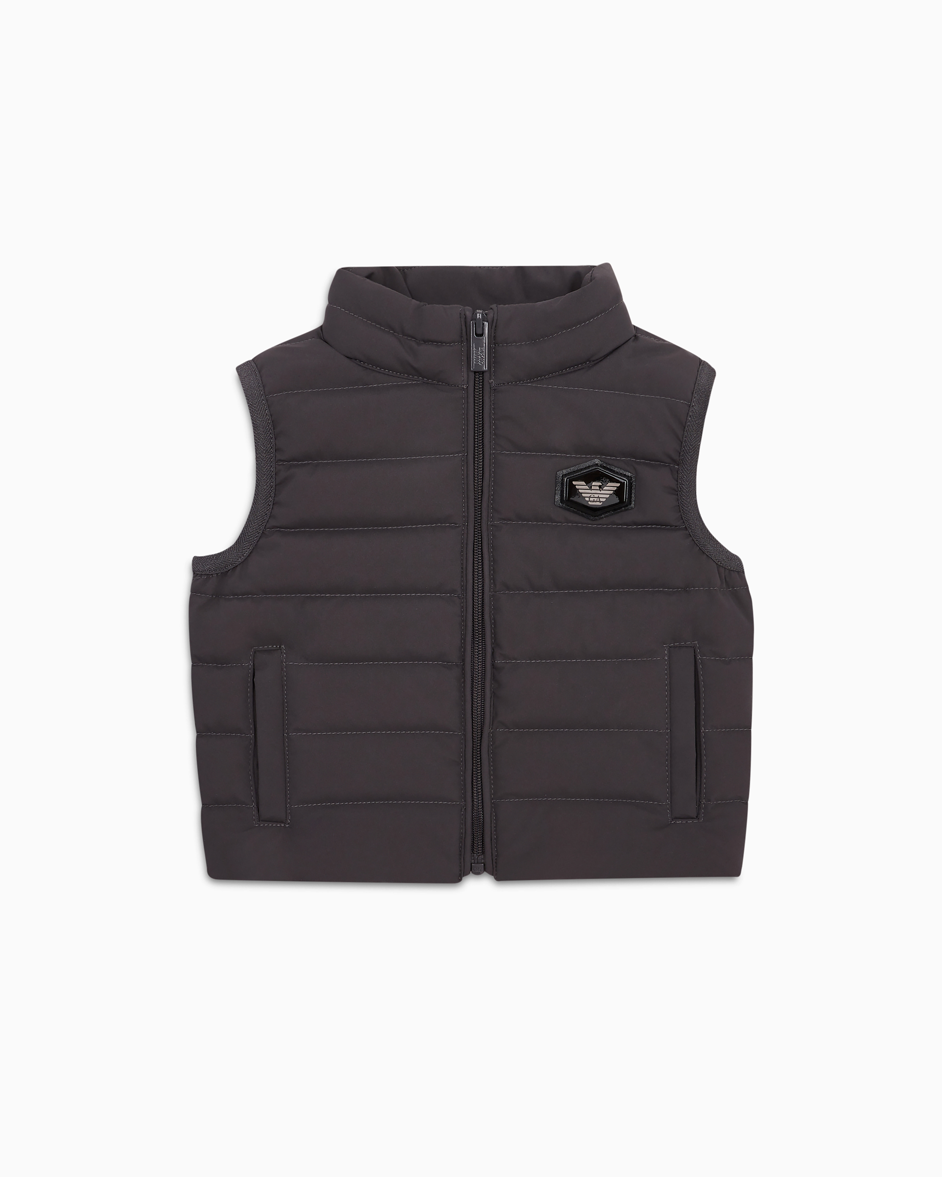 Emporio Armani Official Store Quilted-nylon Puffer Gilet With Recycled Down In Brown