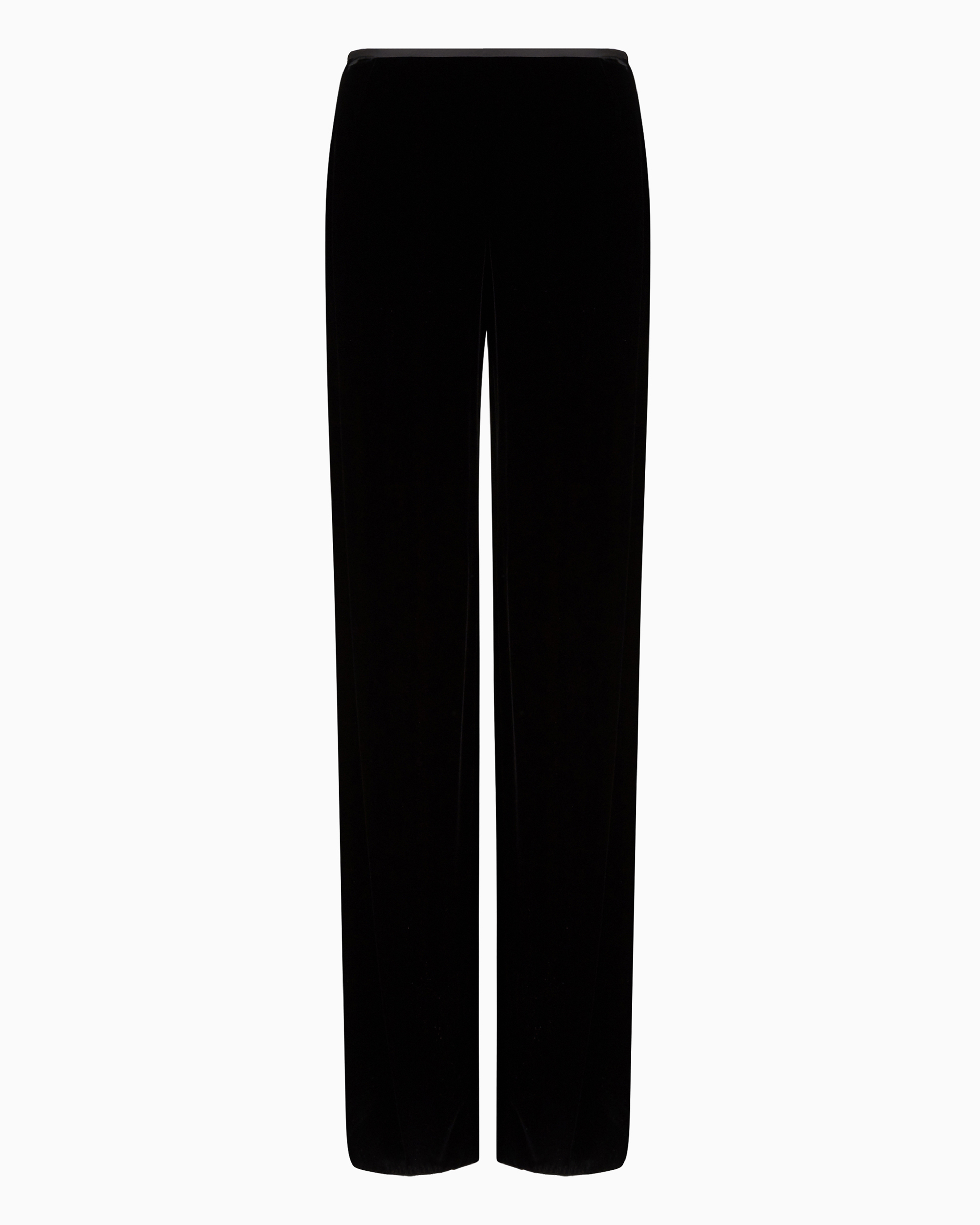 Emporio Armani Official Store Velvet Palazzo Trousers In Black