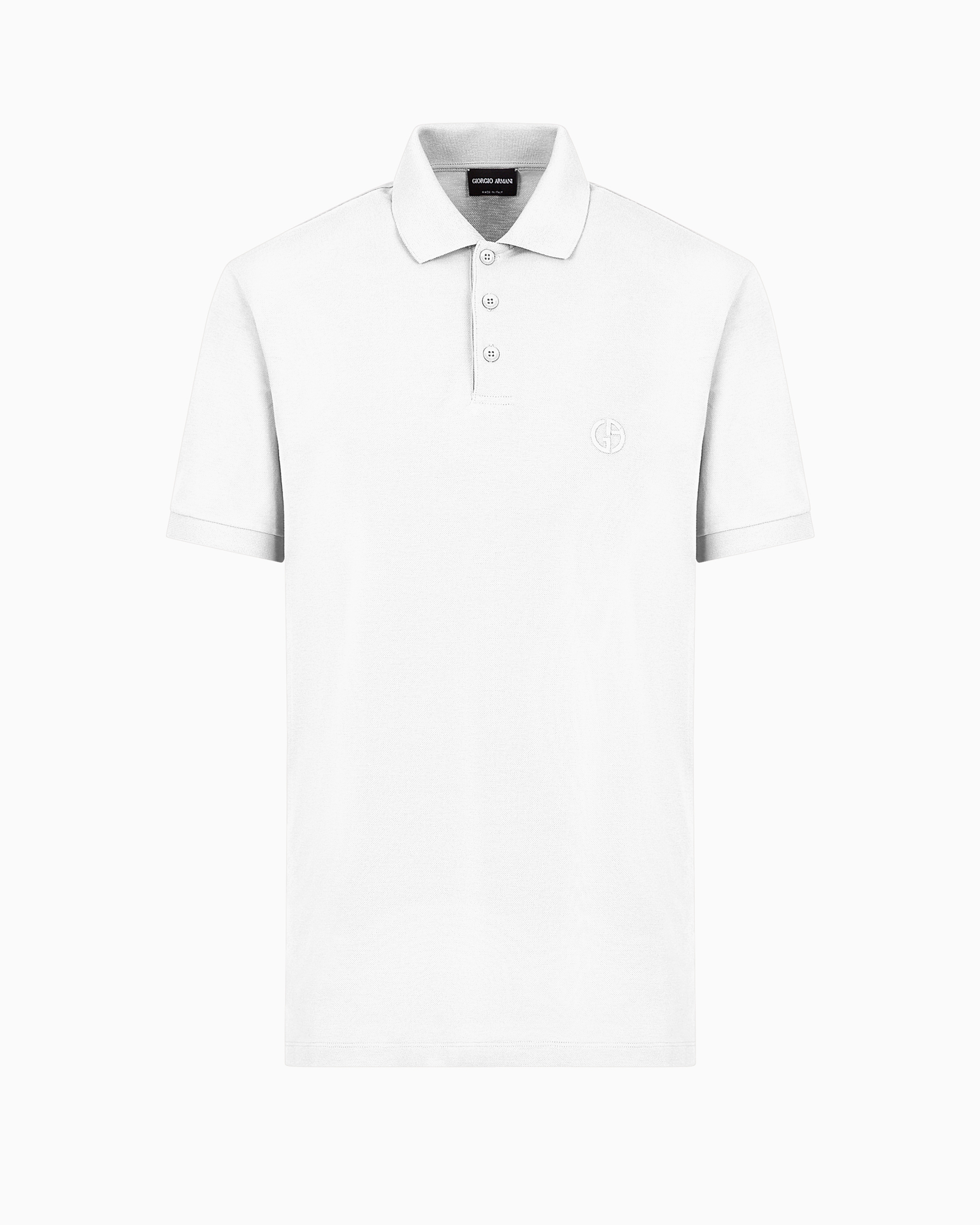 Giorgio Armani Stretch Cotton Piqué Polo Shirt In White