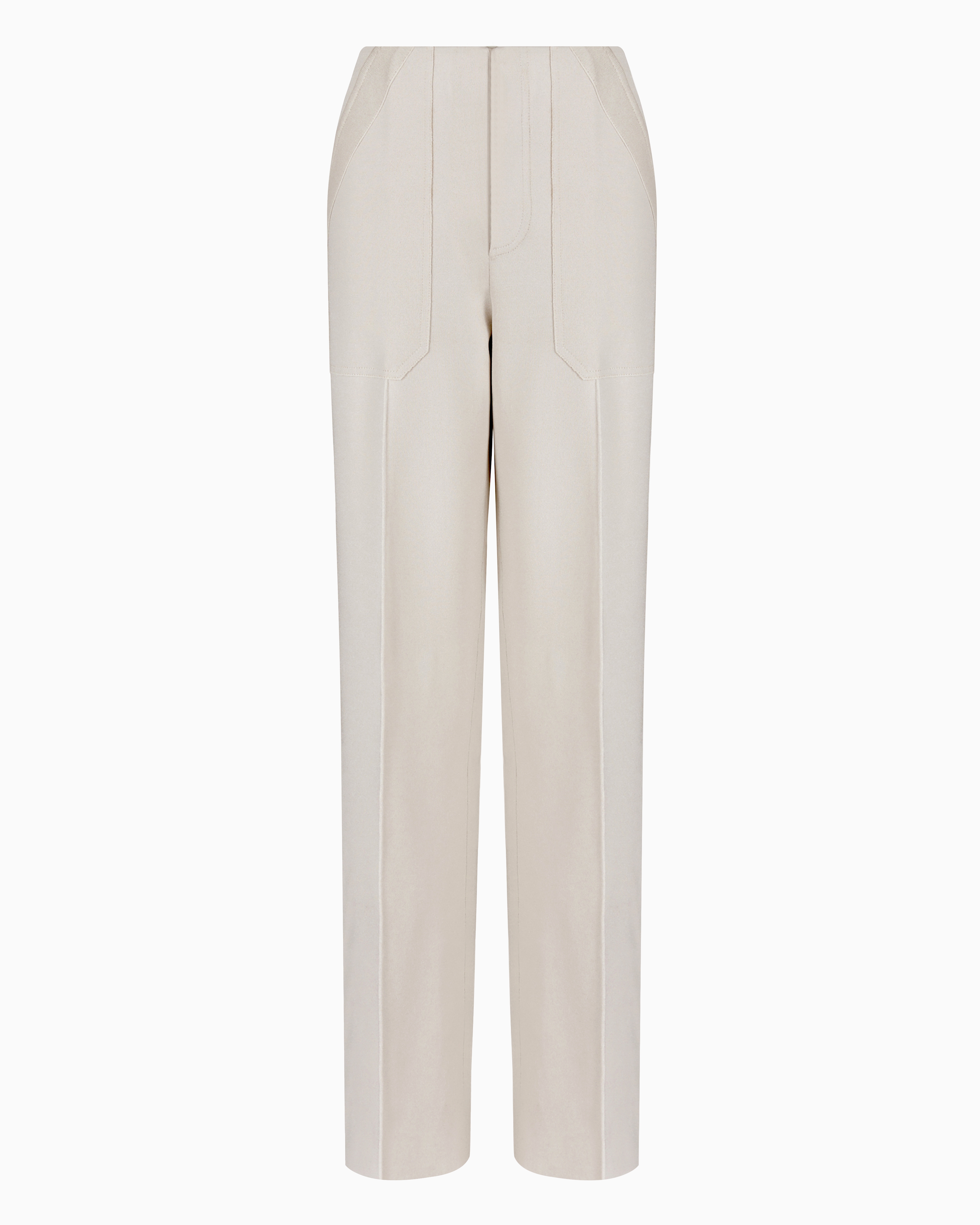 Giorgio Armani Straight-cut Trousers In A Bonded Silk Blend In Gray