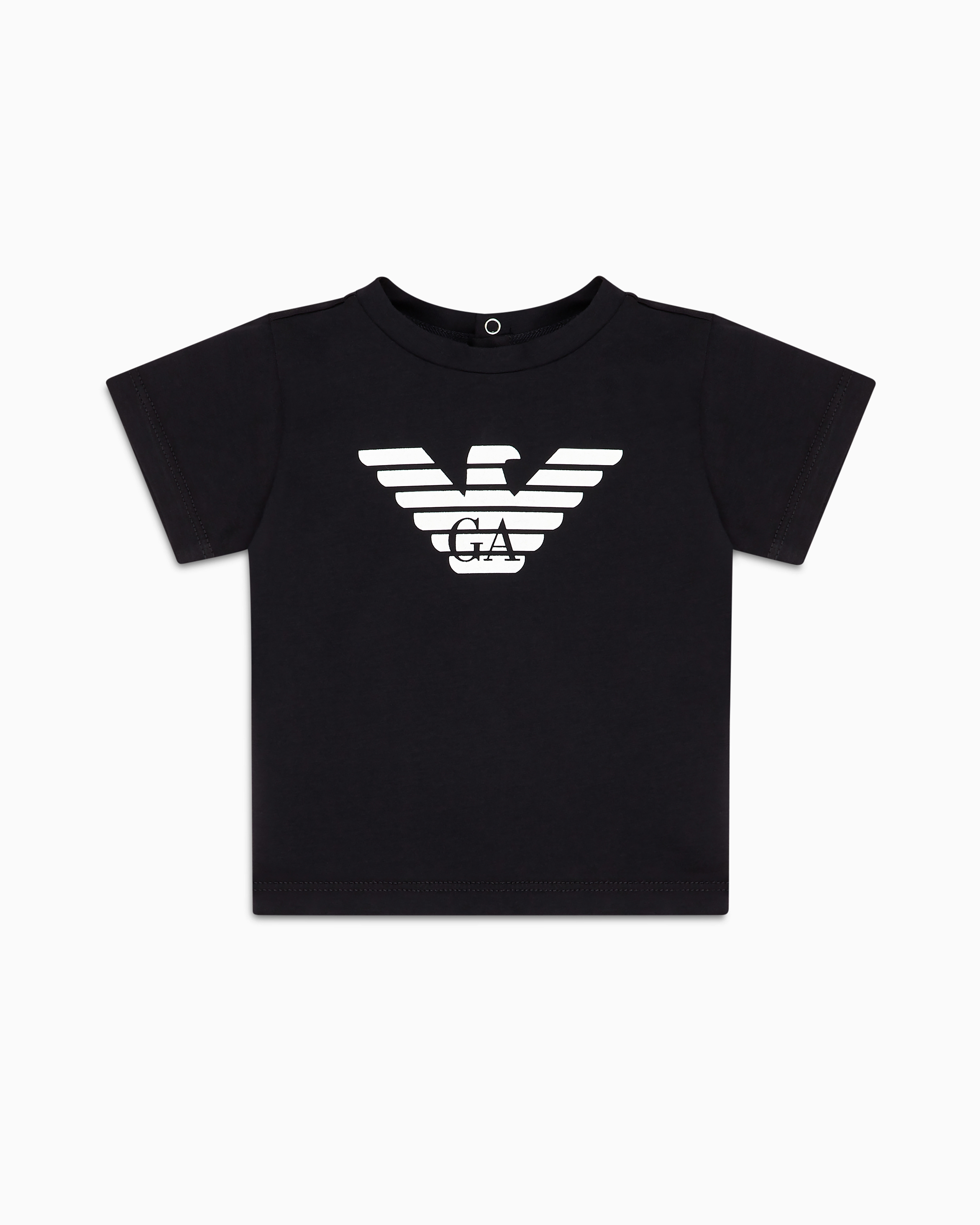 Emporio Armani Kids' Pima-jersey T-shirt With Logo In Navy Blue