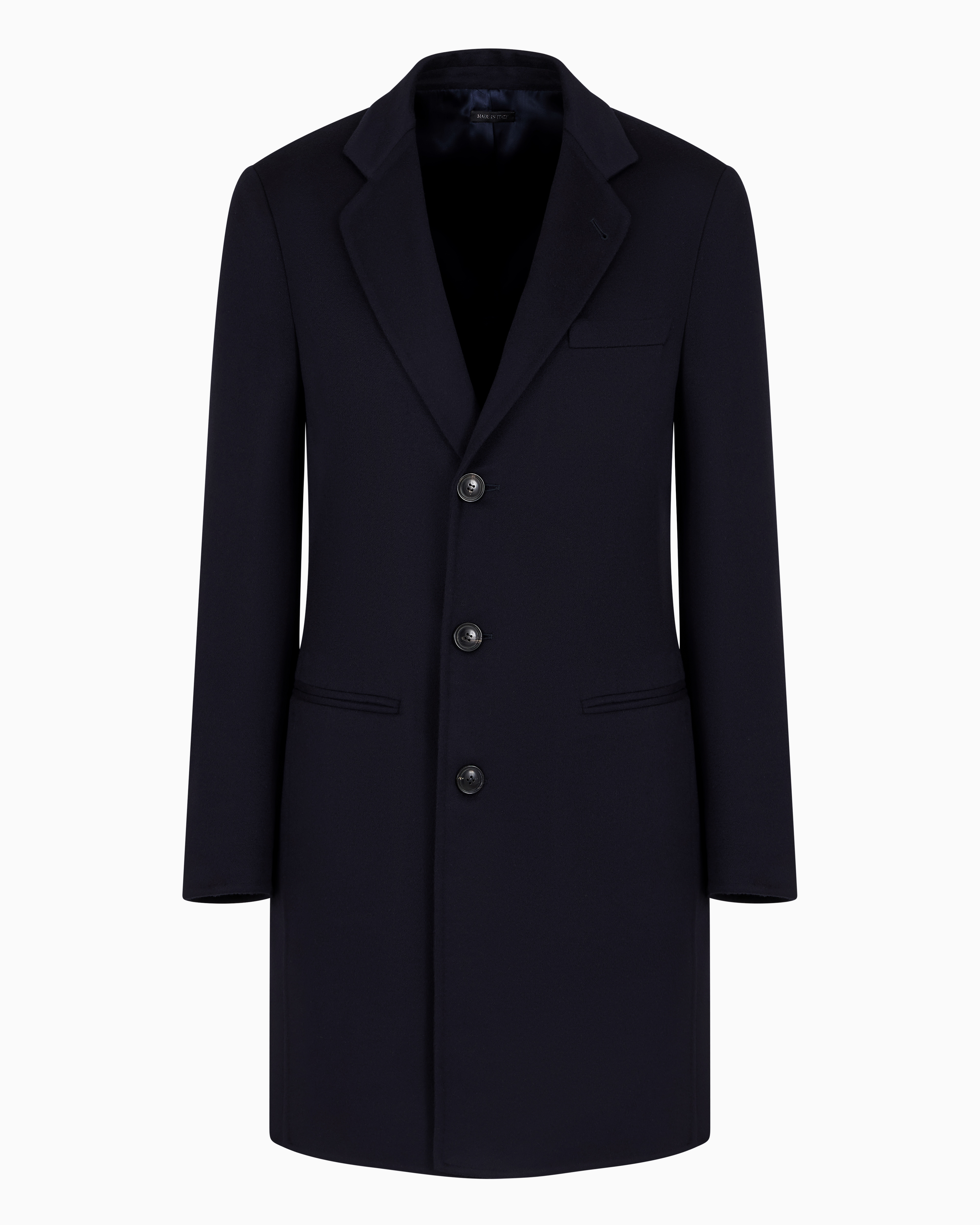 Giorgio Armani Official Store Long Cashmere Coat In Navy Blue