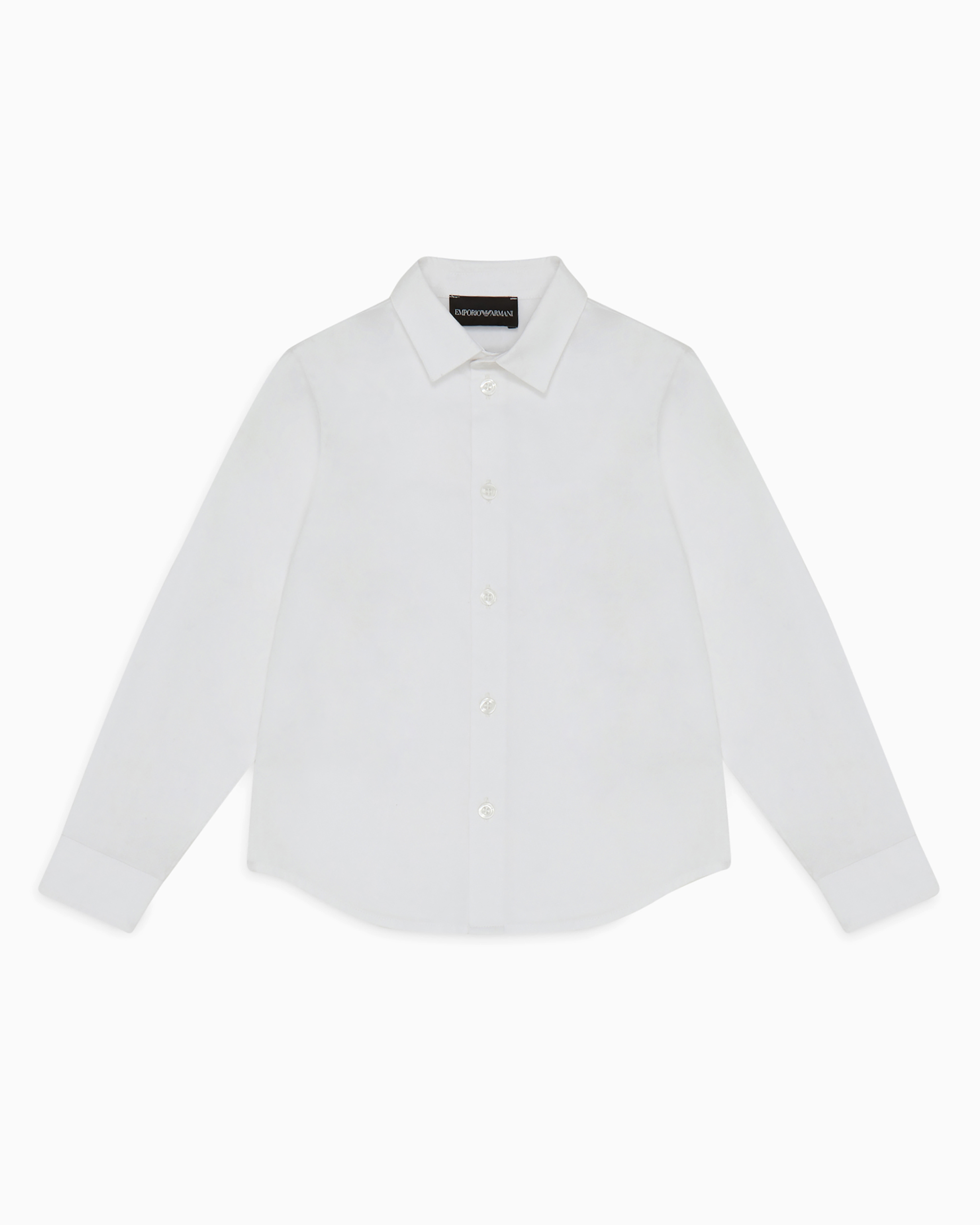 Emporio Armani Kids' Official Store Lyocell-blend Shirt With All-over Armani Sustainability Values Jacquard Logo Pattern In White