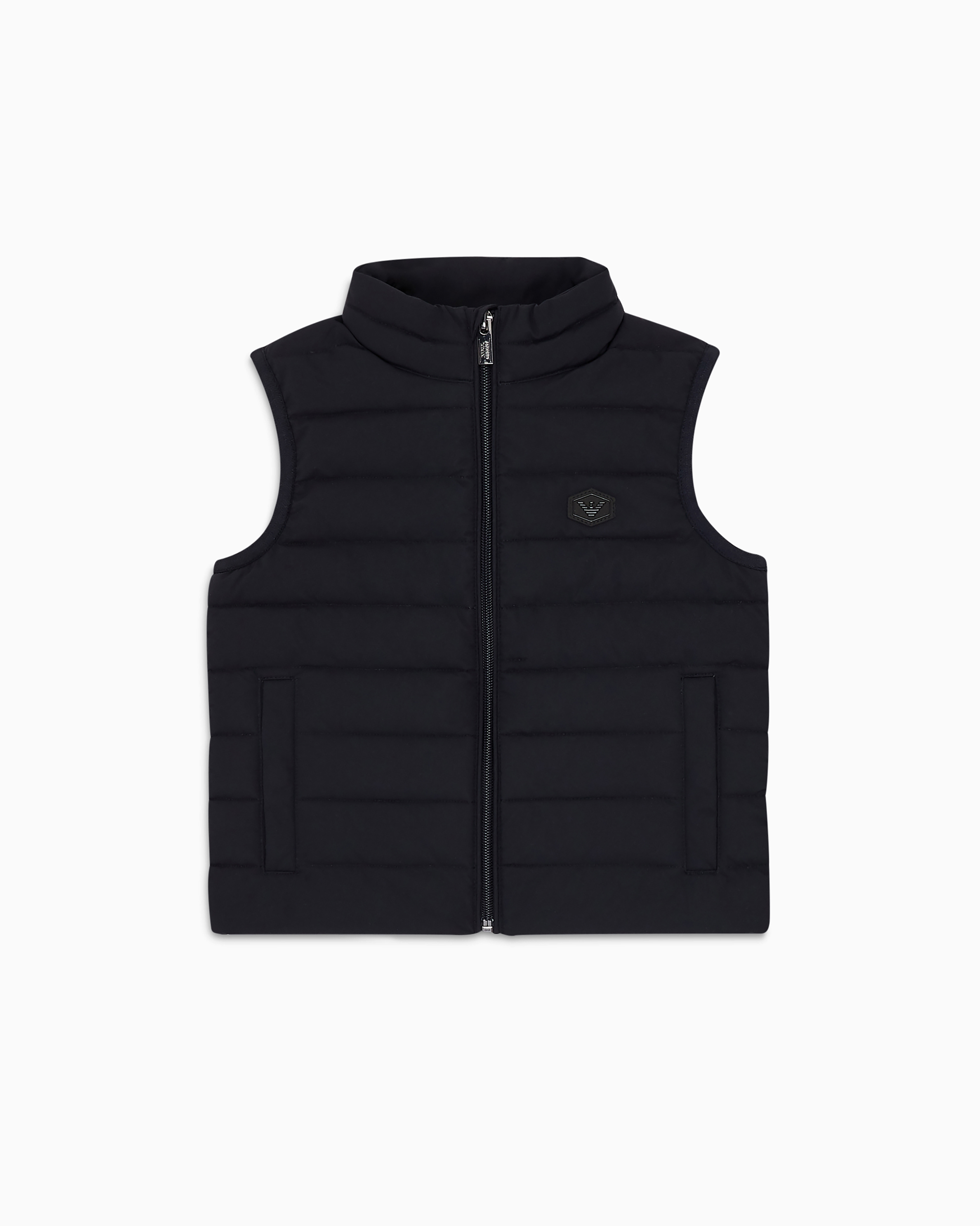 Emporio Armani Quilted-nylon Puffer Gilet With Recycled Down In Navy Blue