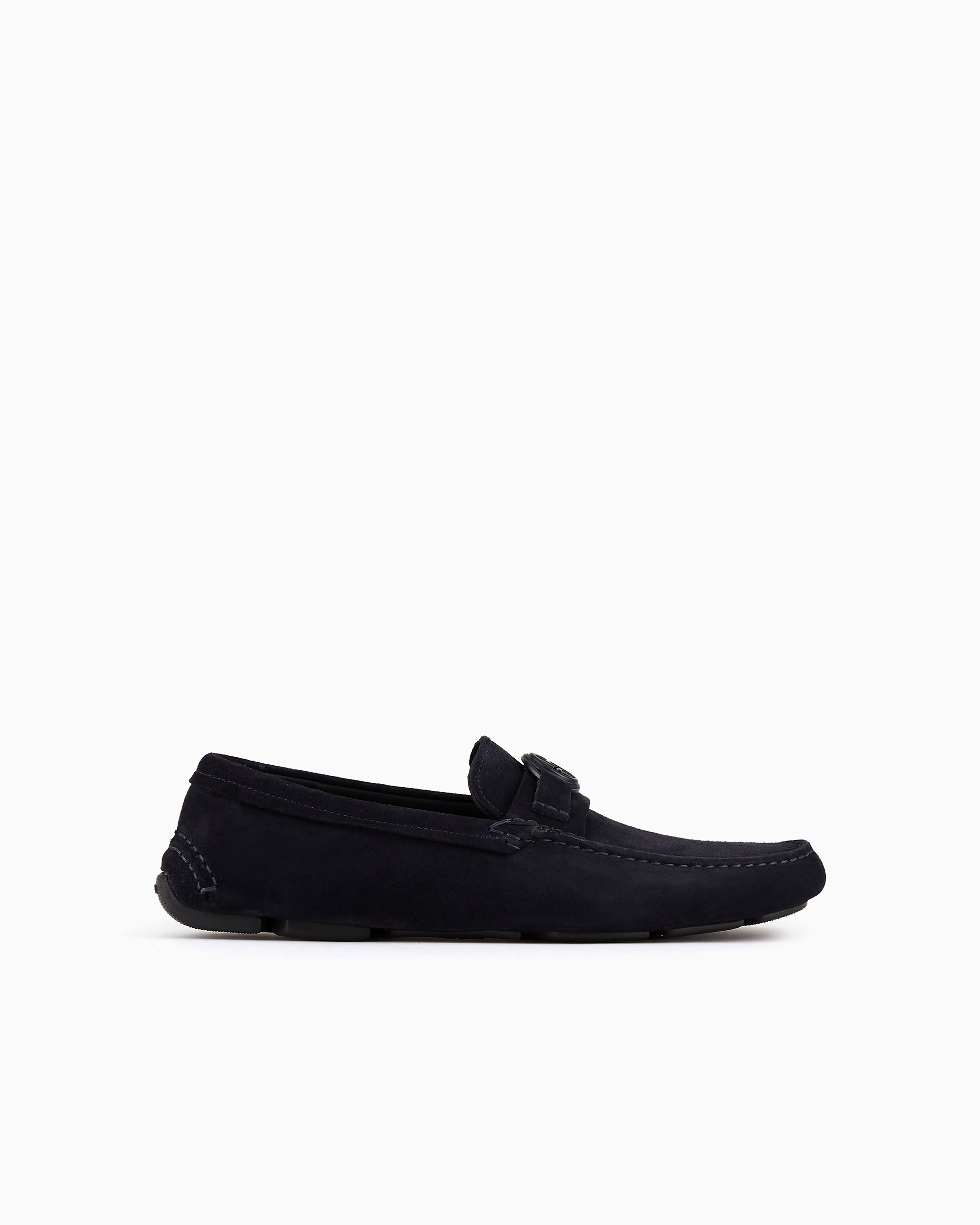 Giorgio Armani Official Store Suede Loafers In Navy Blue