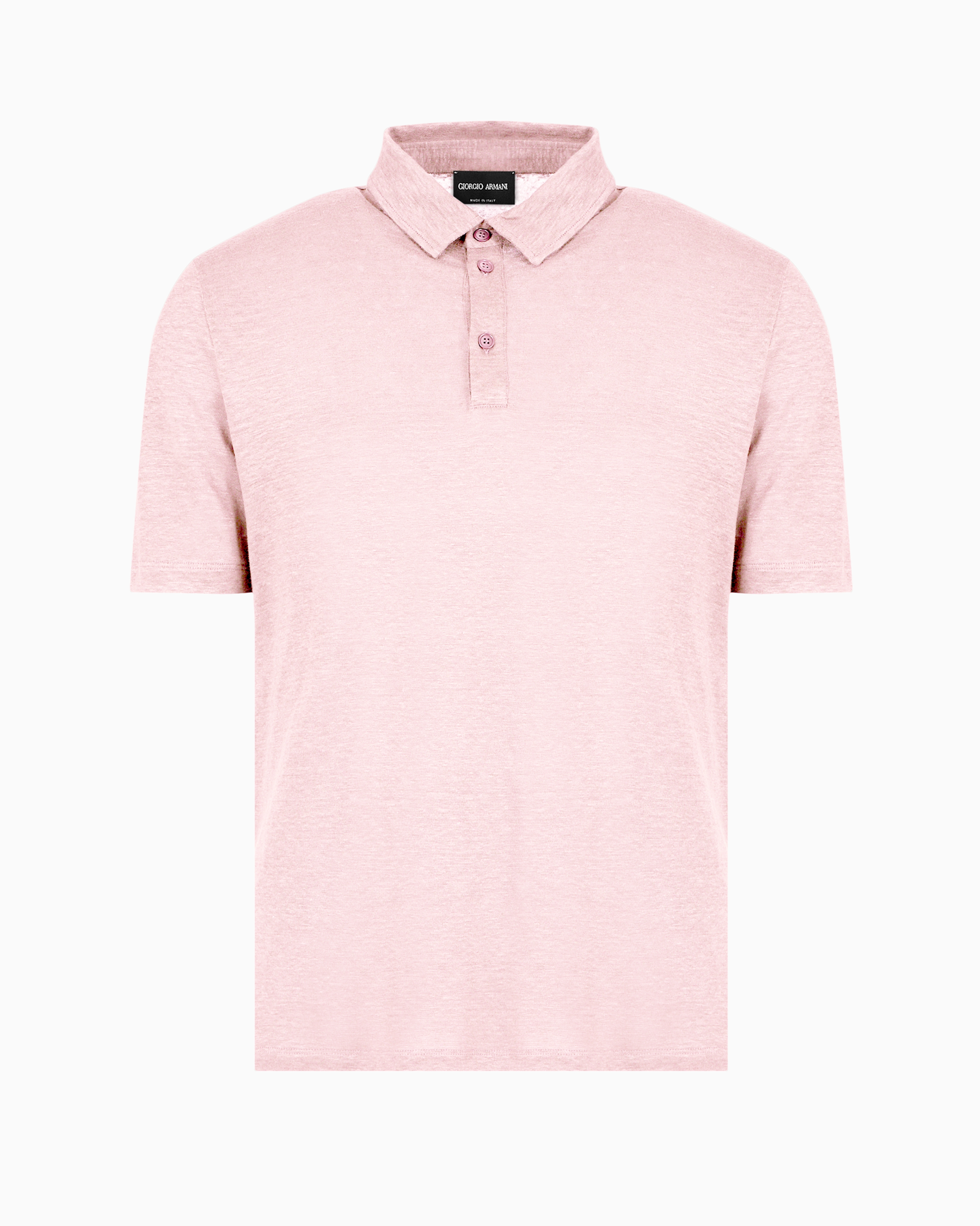 Giorgio Armani Official Store Short-sleeved Polo Shirt In Pure Linen Jersey In Rose