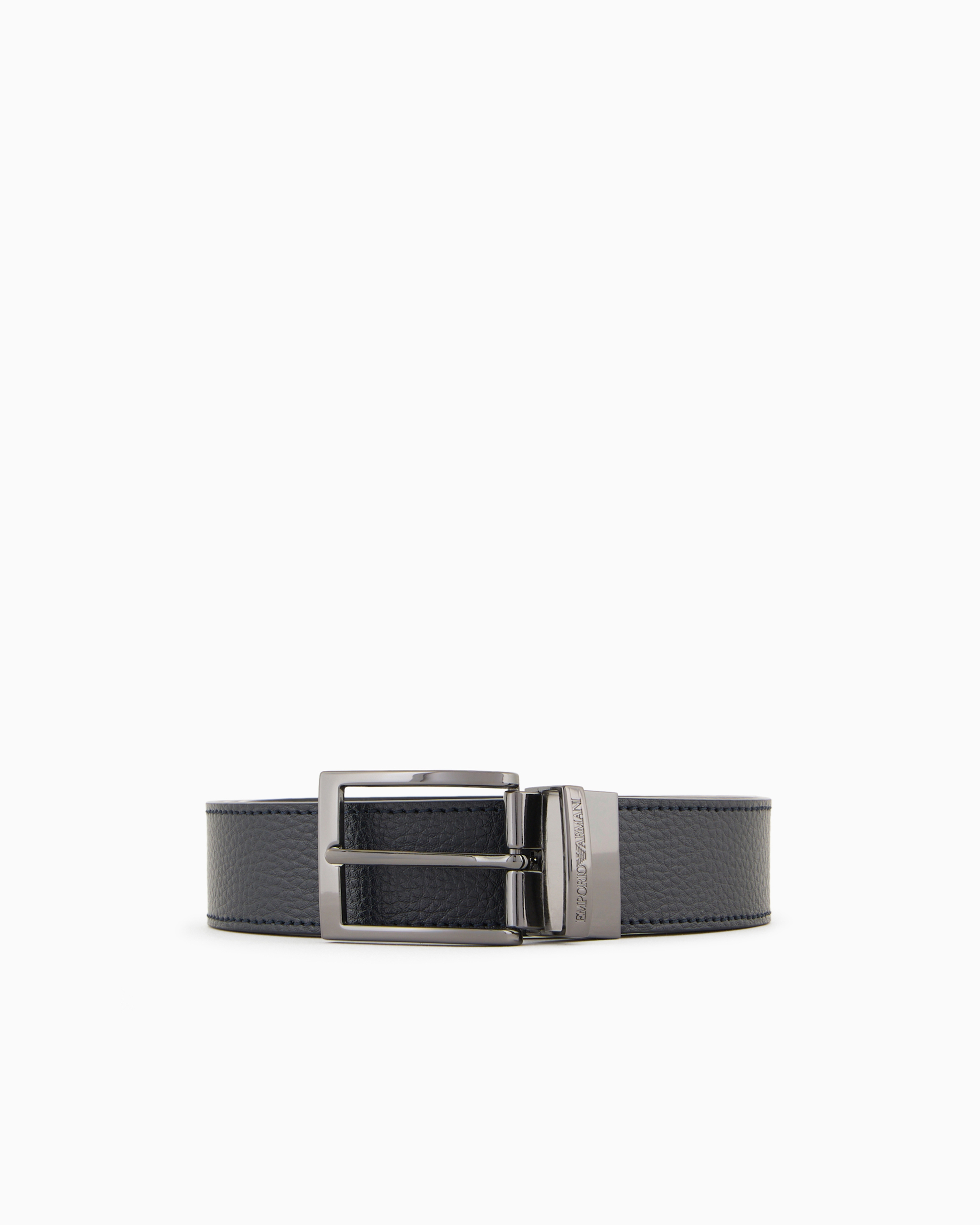 Emporio Armani Official Store Palmellato-leather Printed Reversible Belt In Blu  Navy