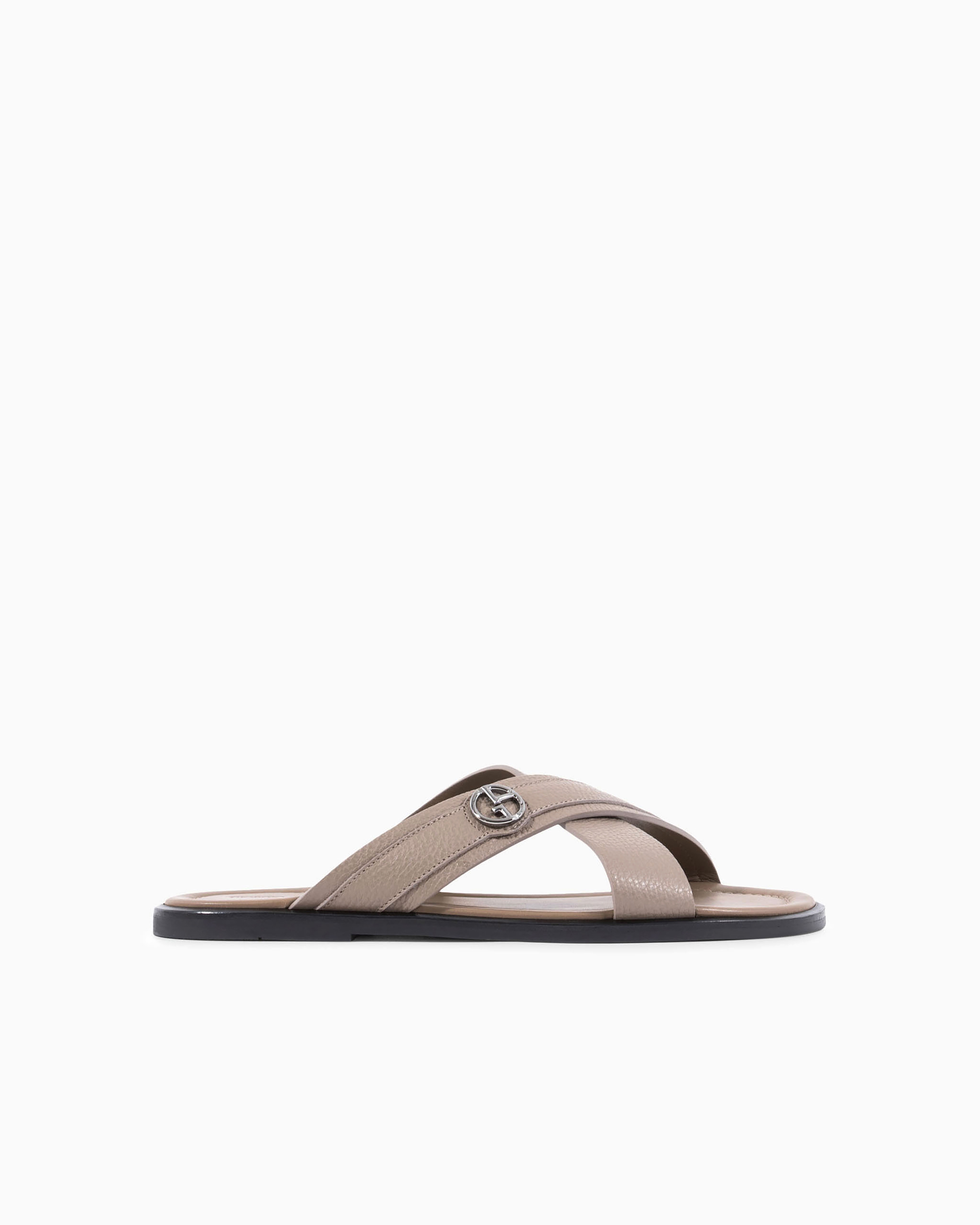 Giorgio Armani Official Store Pebbled-leather Woven Sandals In Dove Grey