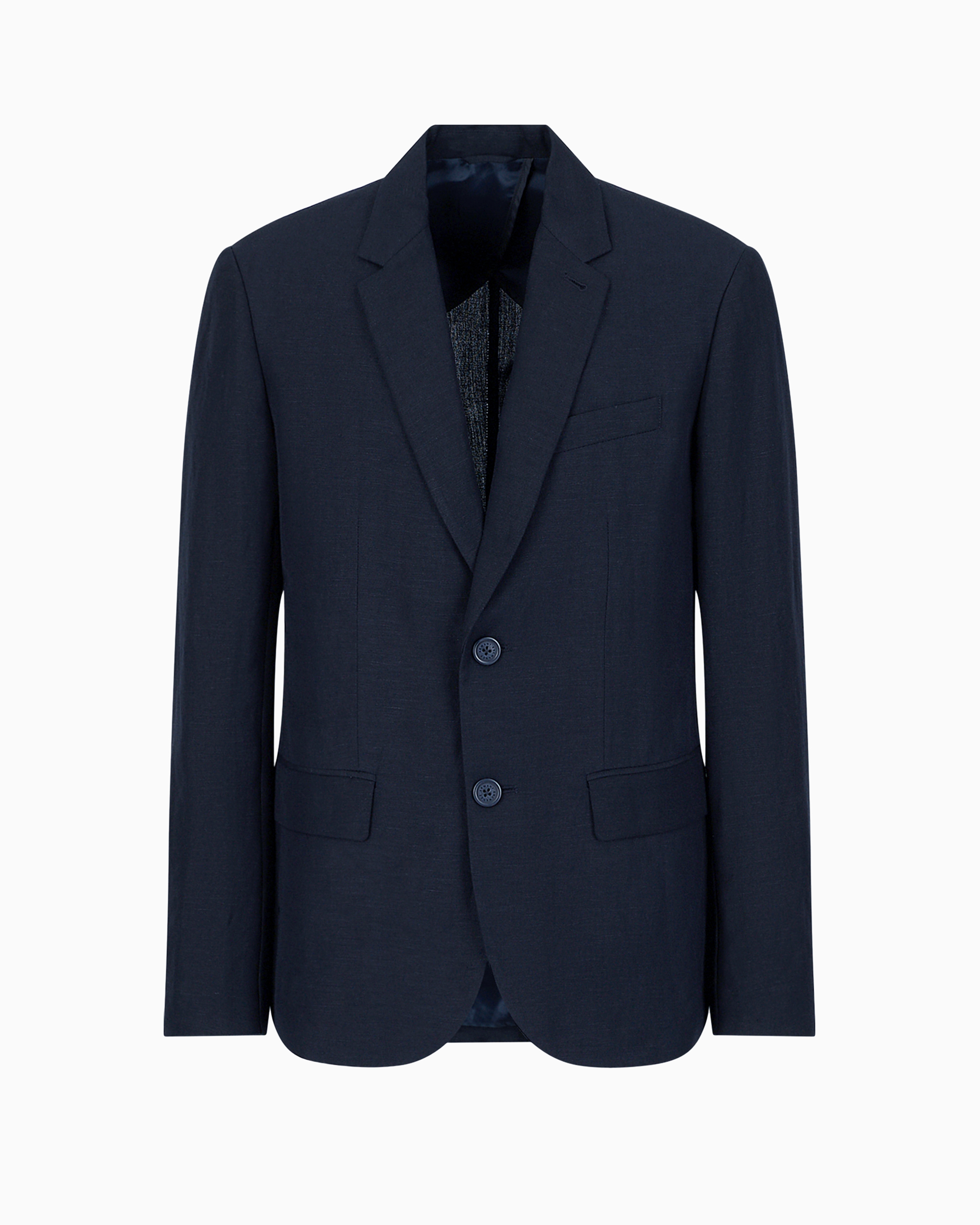Armani Exchange Single-breasted Two-button Jacket In Blue