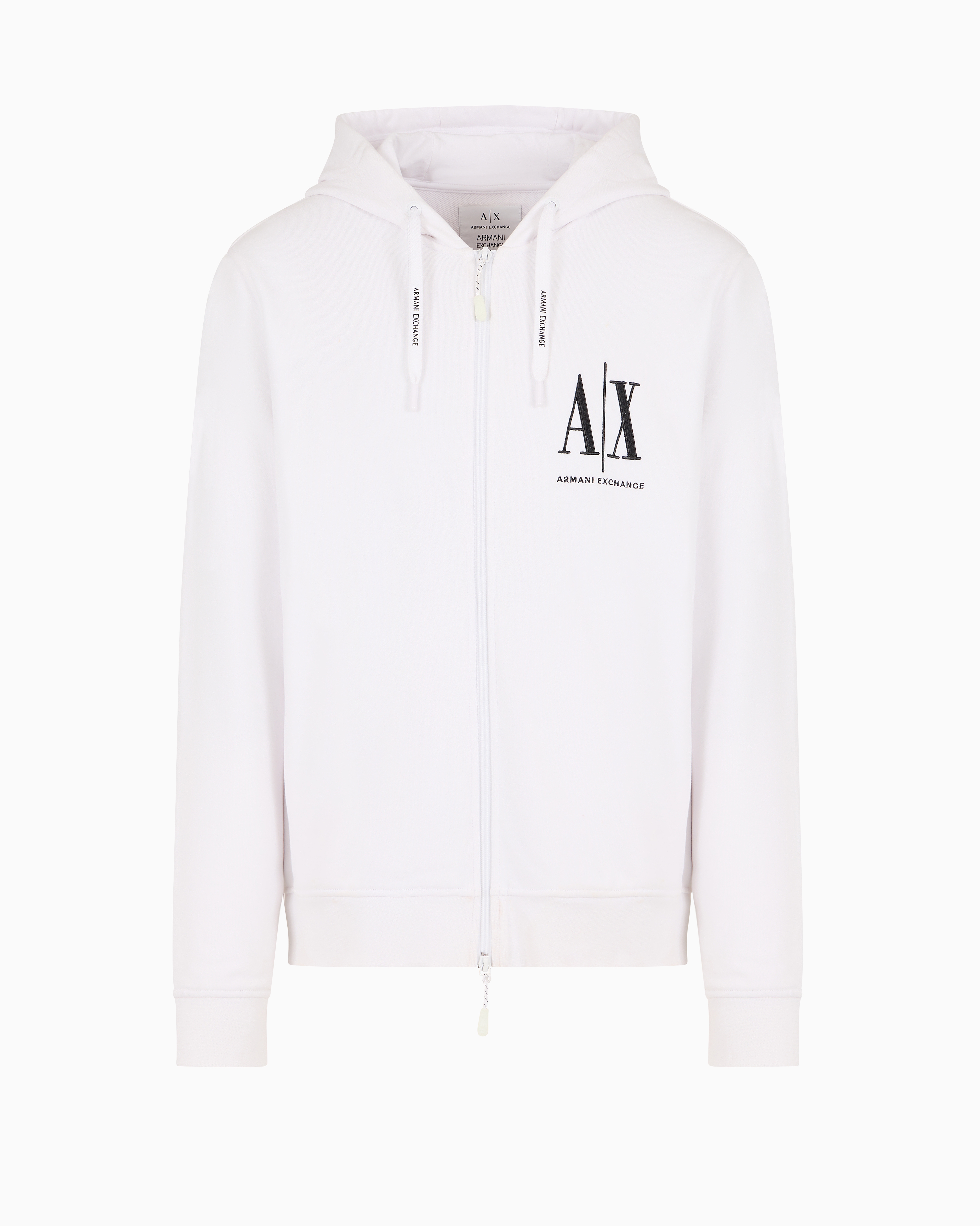 Armani Exchange Icon Logo Zip Up Hooded Sweatshirt In White