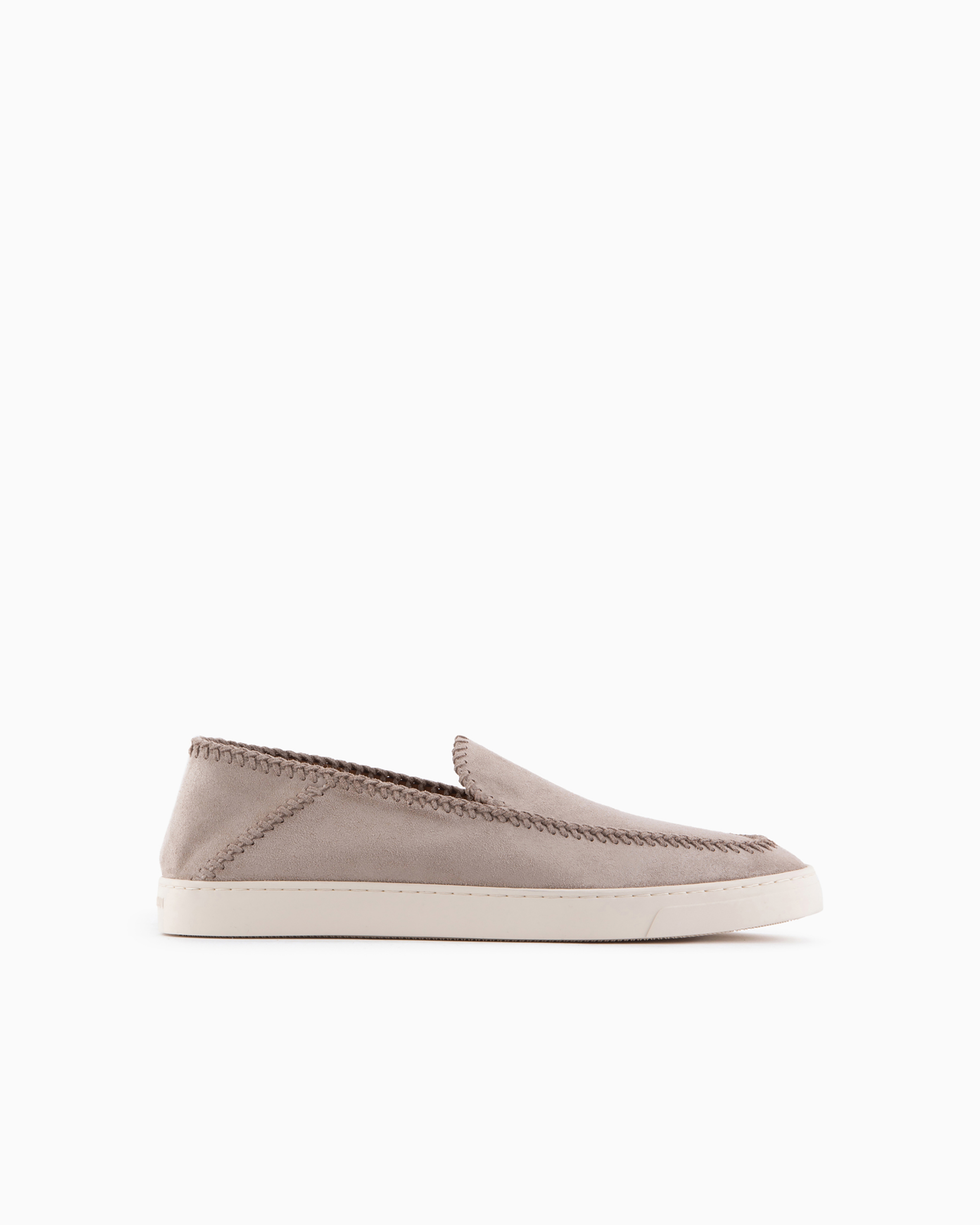 Giorgio Armani Beige Cow Leather Slip-on Trainers In Multi