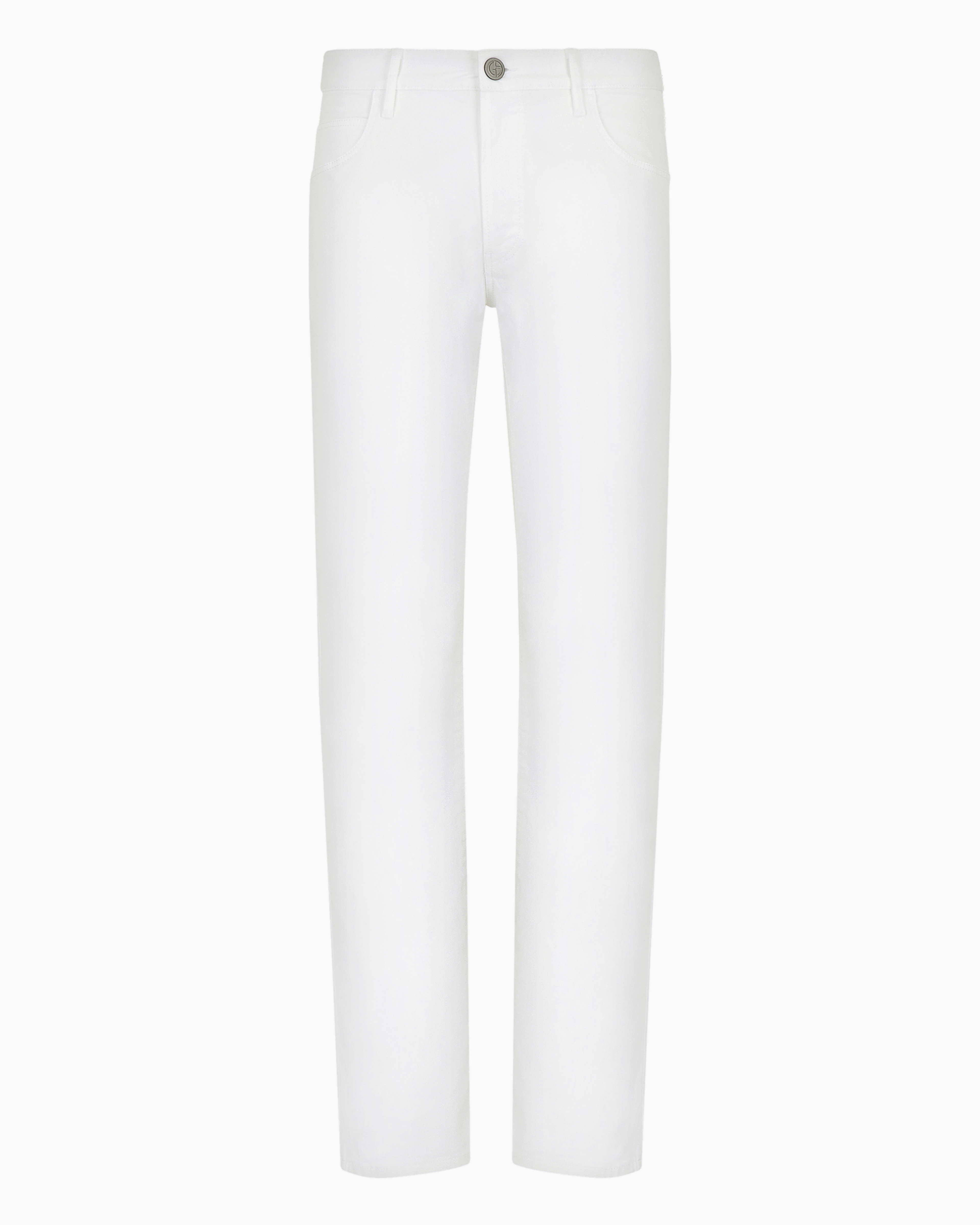 Shop Giorgio Armani Regular-fit, Five-pocket Trousers In Stretch Cotton In White