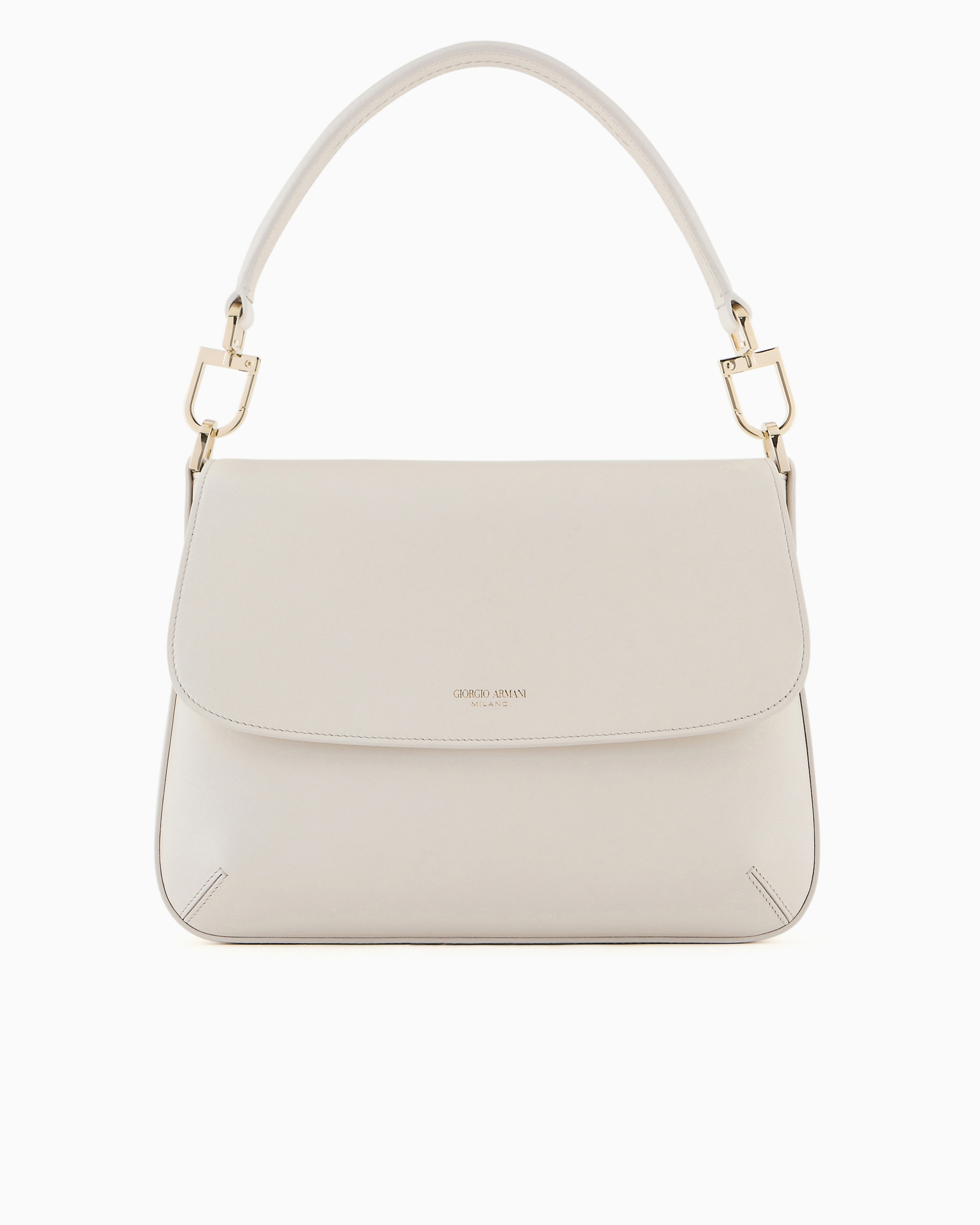 Giorgio Armani Official Store Medium La Prima Soft Baguette Bag In Nappa Leather In Milky White