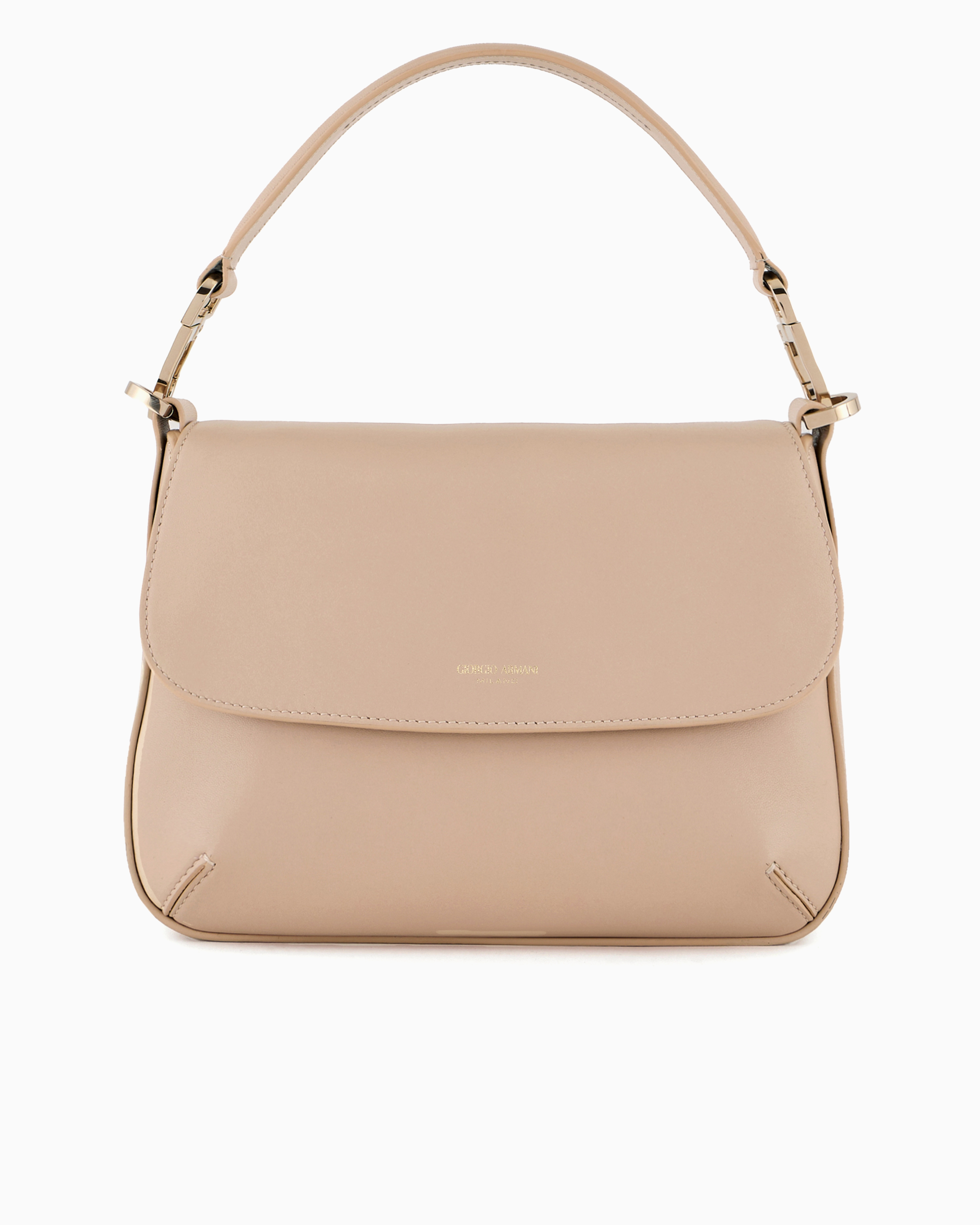 Giorgio Armani Official Store Medium La Prima Soft Baguette Bag In Nappa Leather In Beige