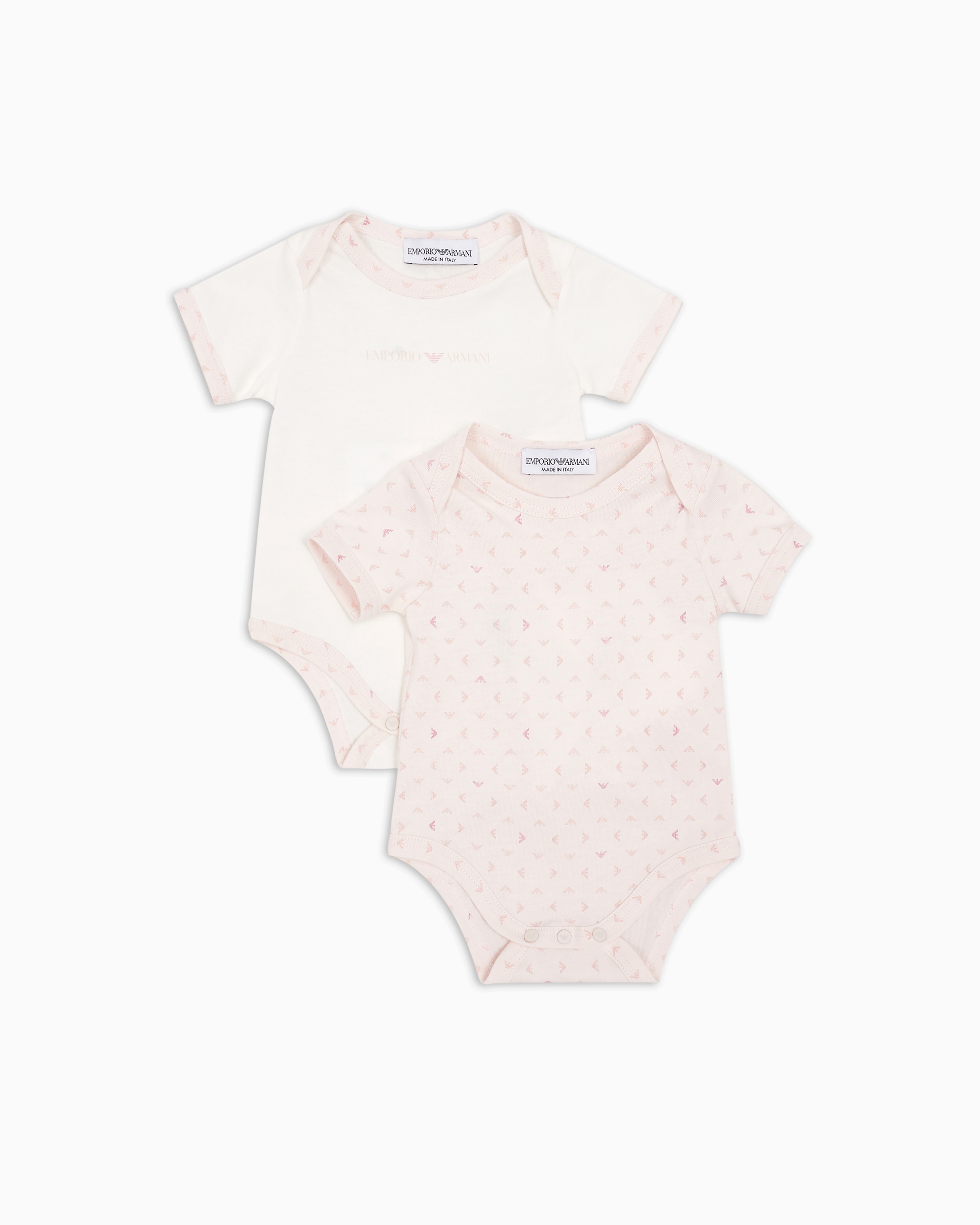 Emporio Armani Gift Set Of Two Bodysuits With All-over Op-art Eagle In Pink