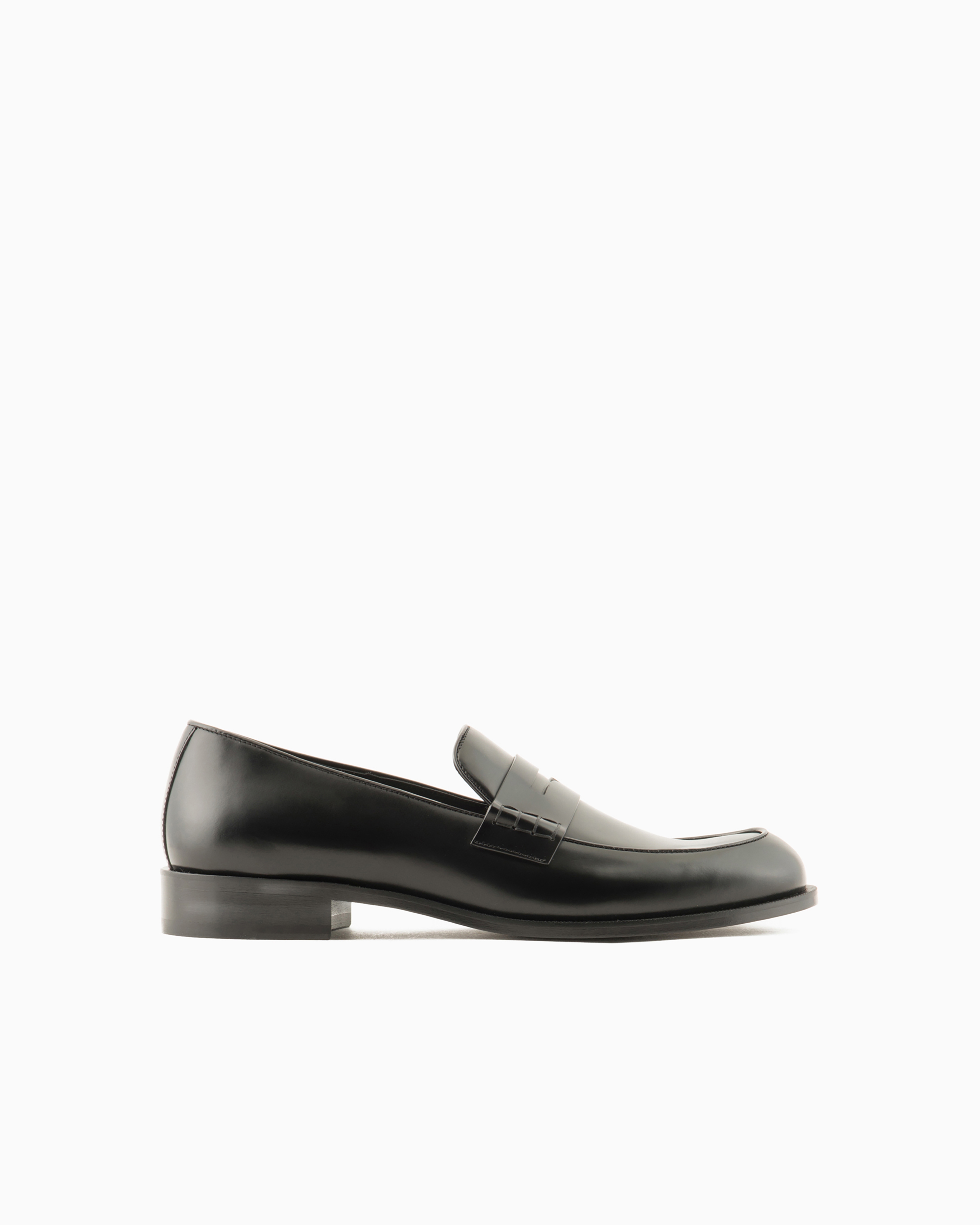 Giorgio Armani Official Store Leather Loafers In Black