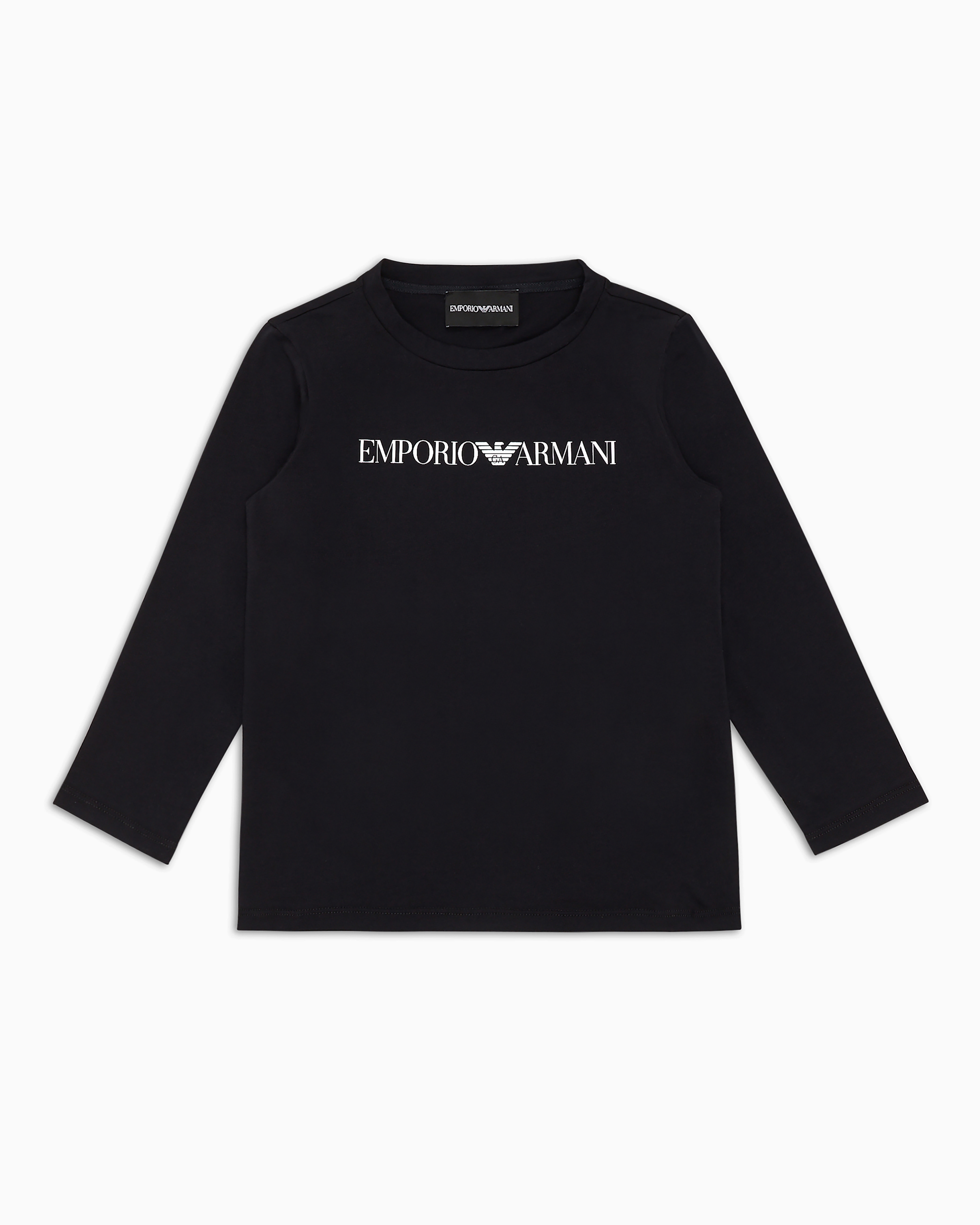 Emporio Armani Kids' Official Store Pima-jersey Jumper With Logo In Black