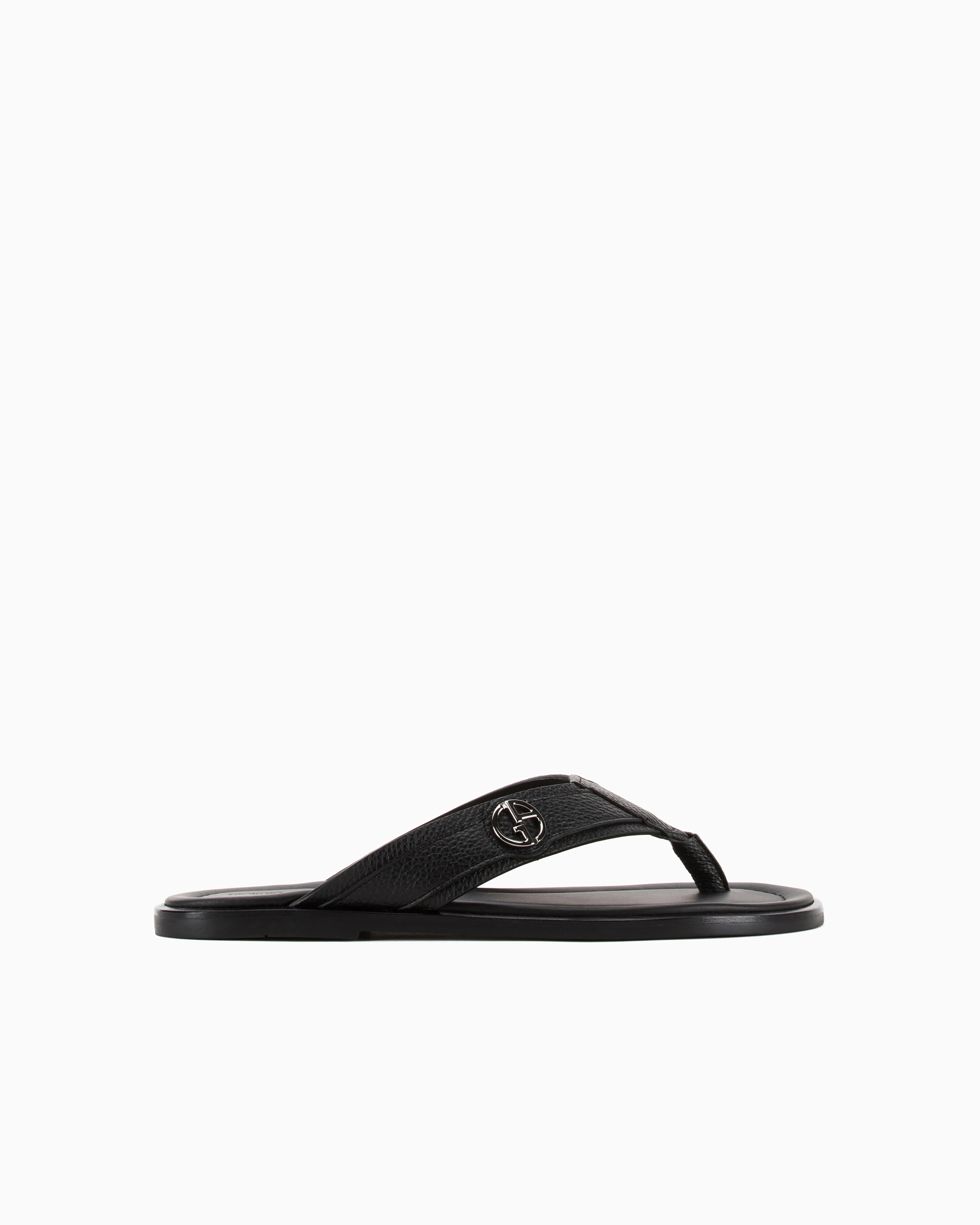 Giorgio Armani Official Store Pebbled-leather Woven Sandals In Black