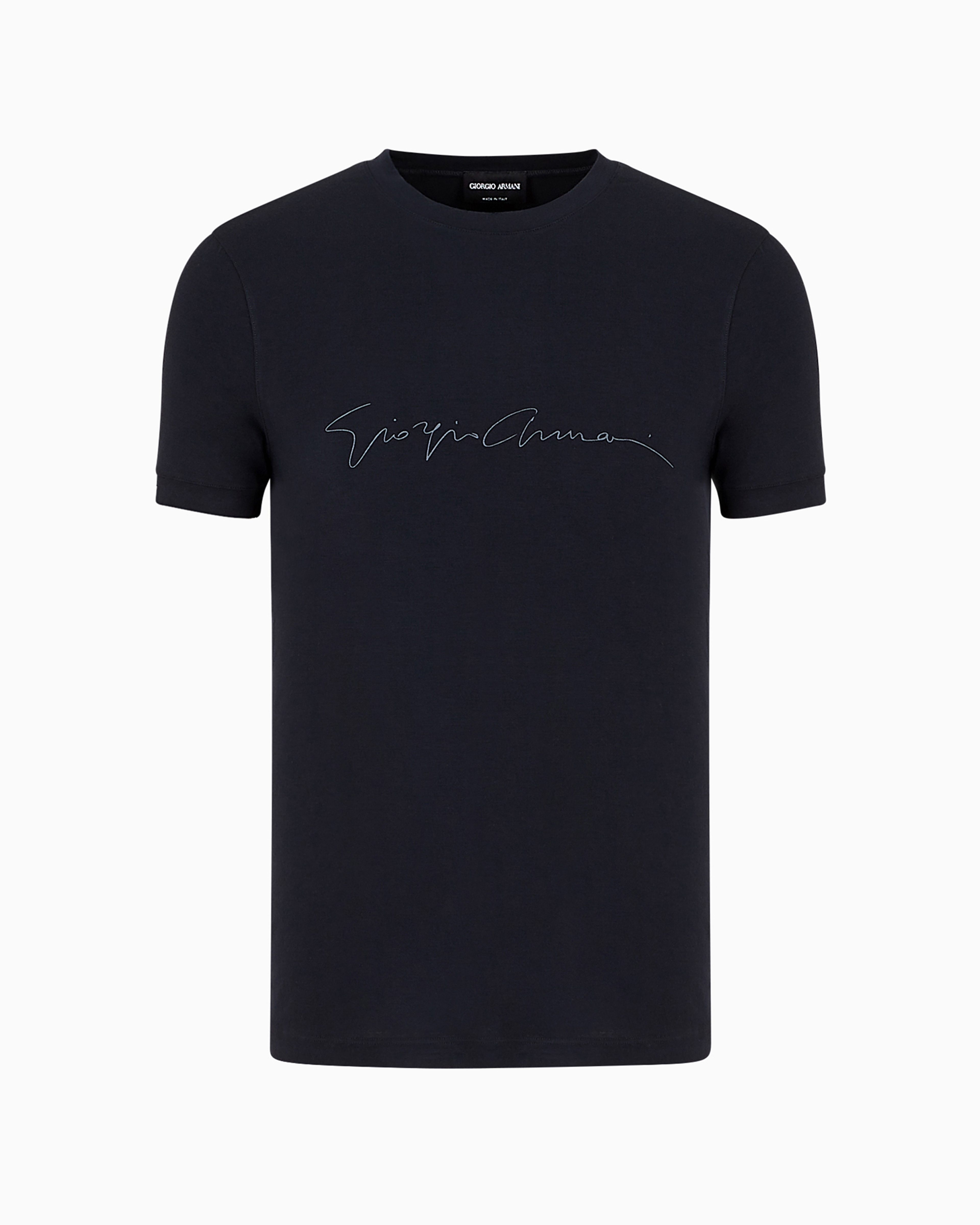 Giorgio Armani Official Store T-shirt En Jersey De Viscose De Bambou Stretch In Navy Blue