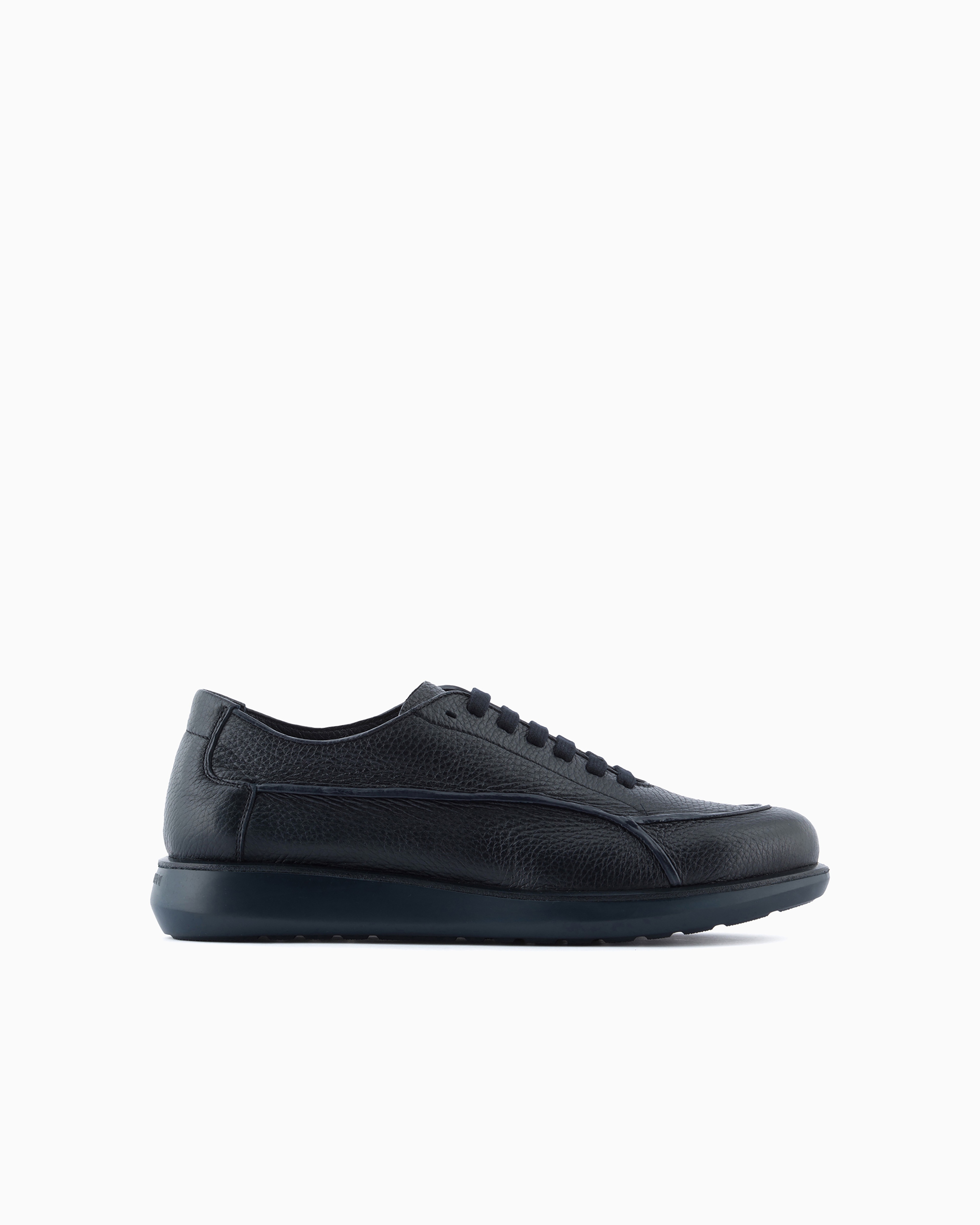 Giorgio Armani Official Store Deerskin Sneakers In Dark Brown