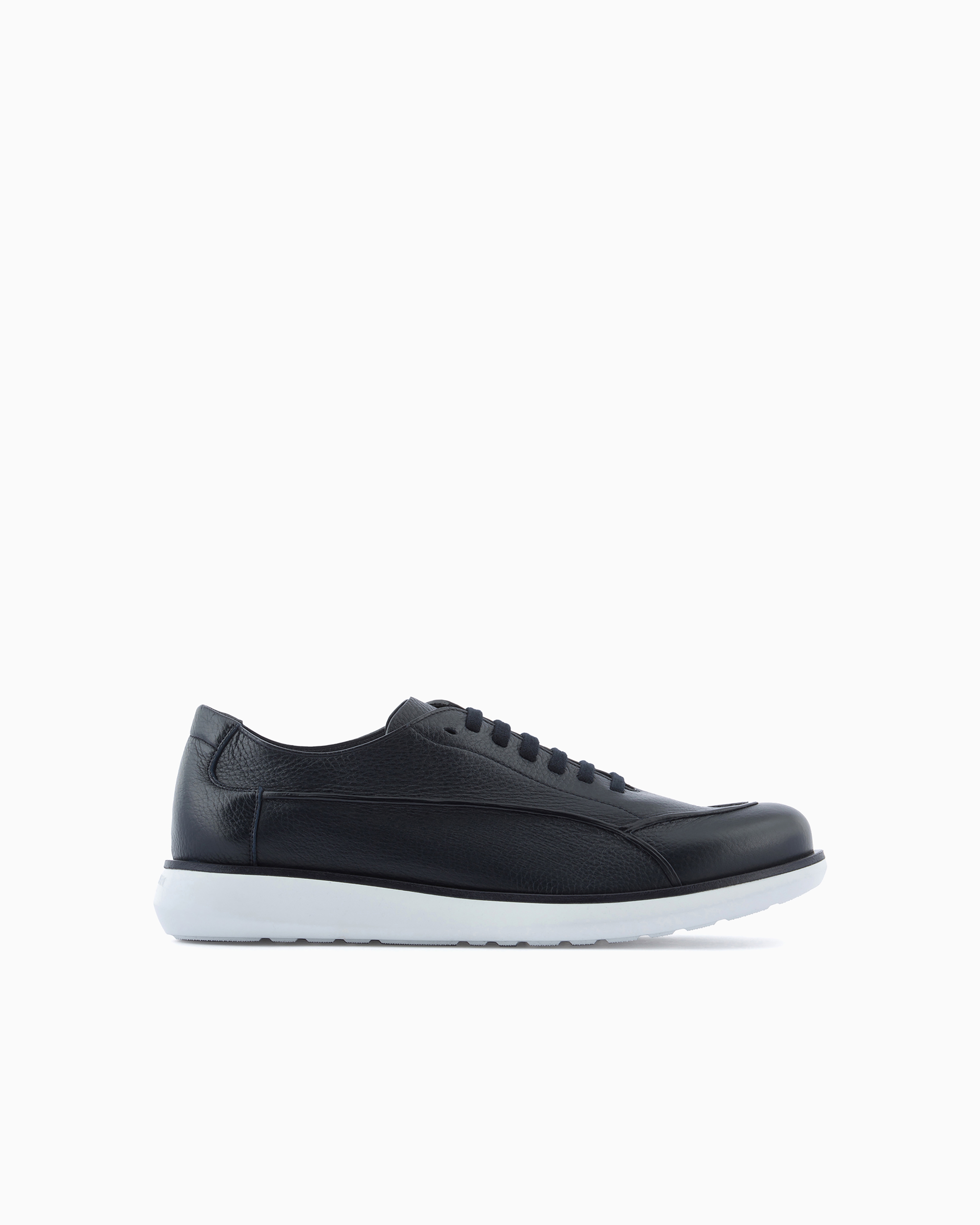 Giorgio Armani Official Store Deerskin Sneakers In Midnight Blue