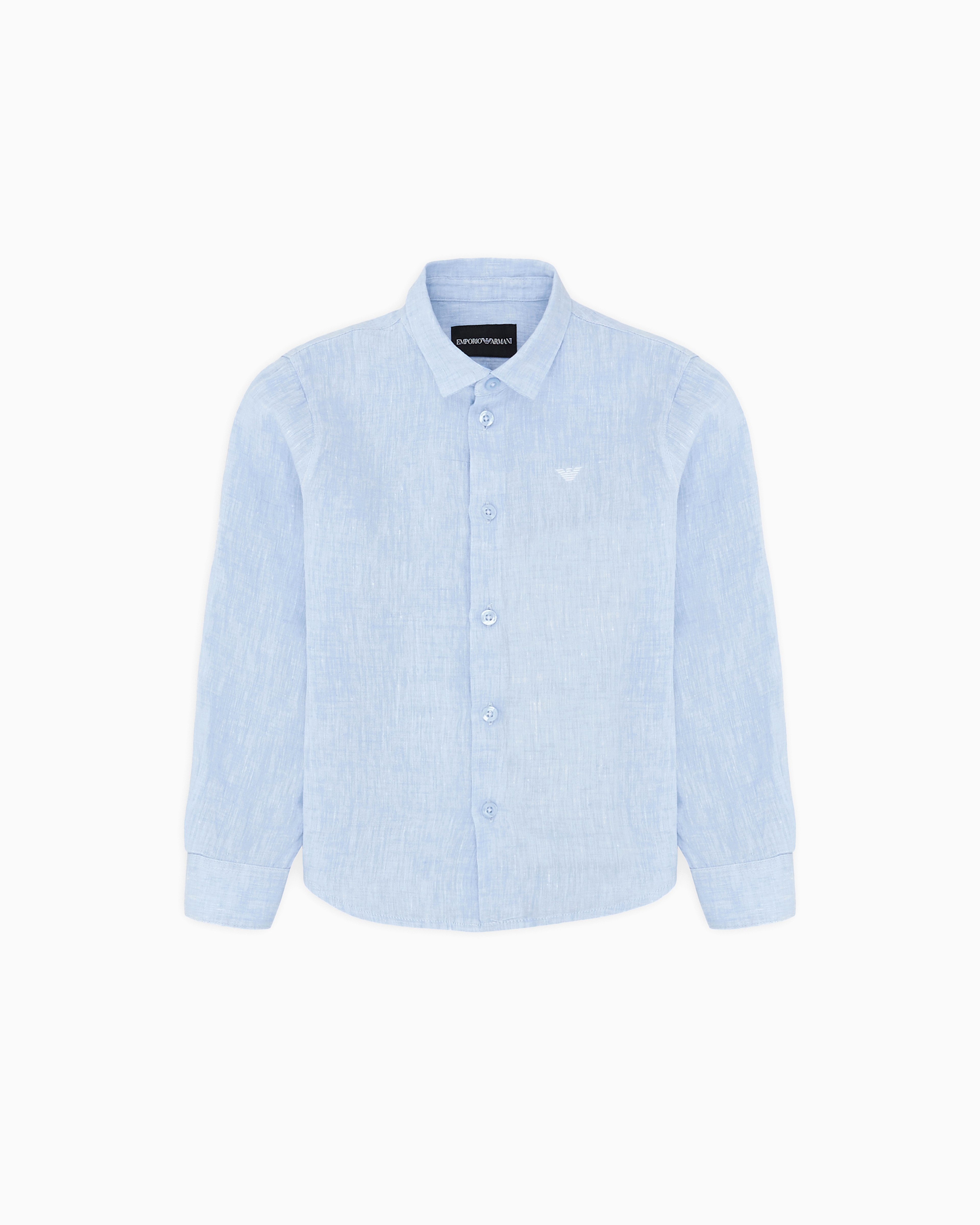 Emporio Armani Official Store Linen Shirt In Azure